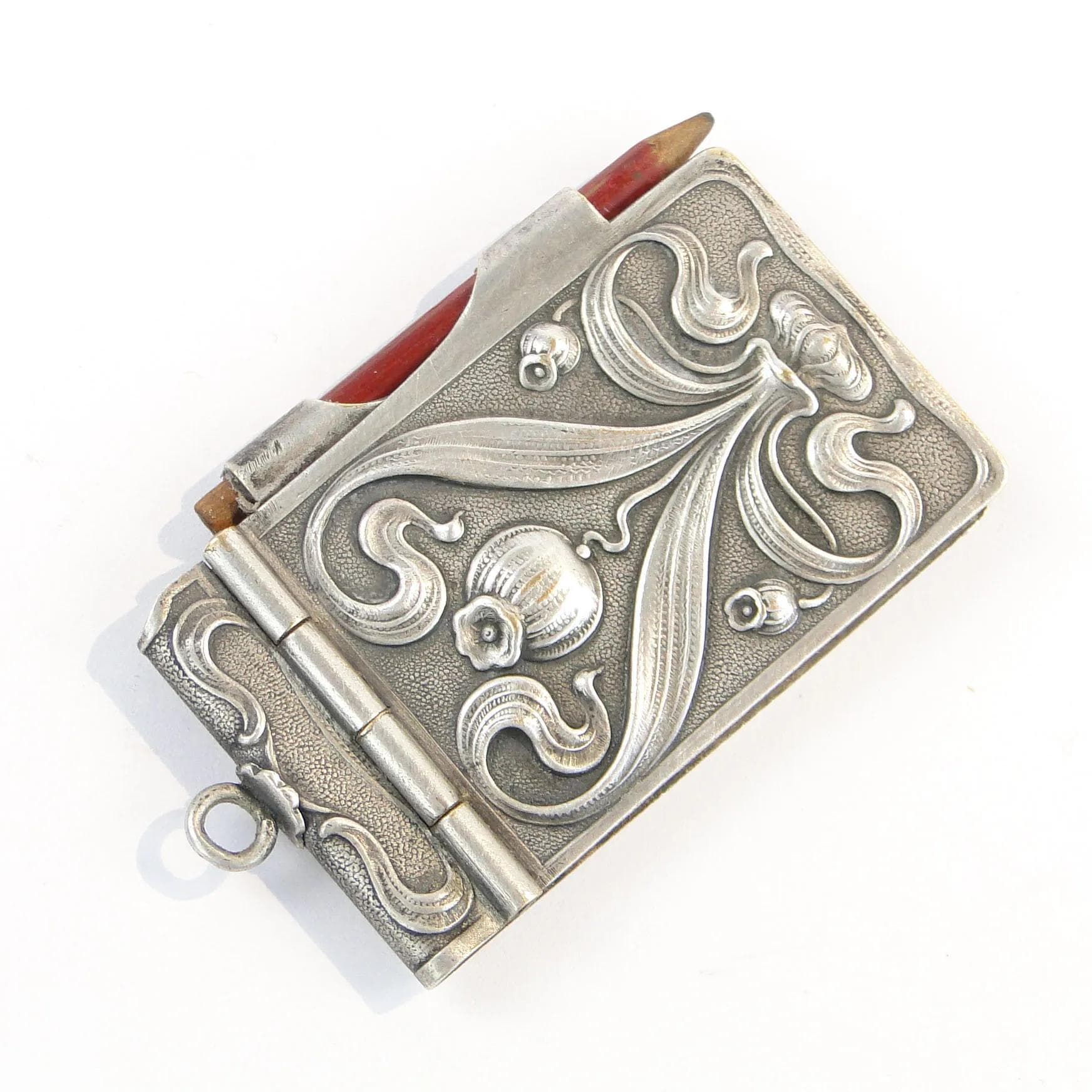 Silvery Art Nouveau Dance Card with Poppy Motifs, Poland, 1900s - 36335