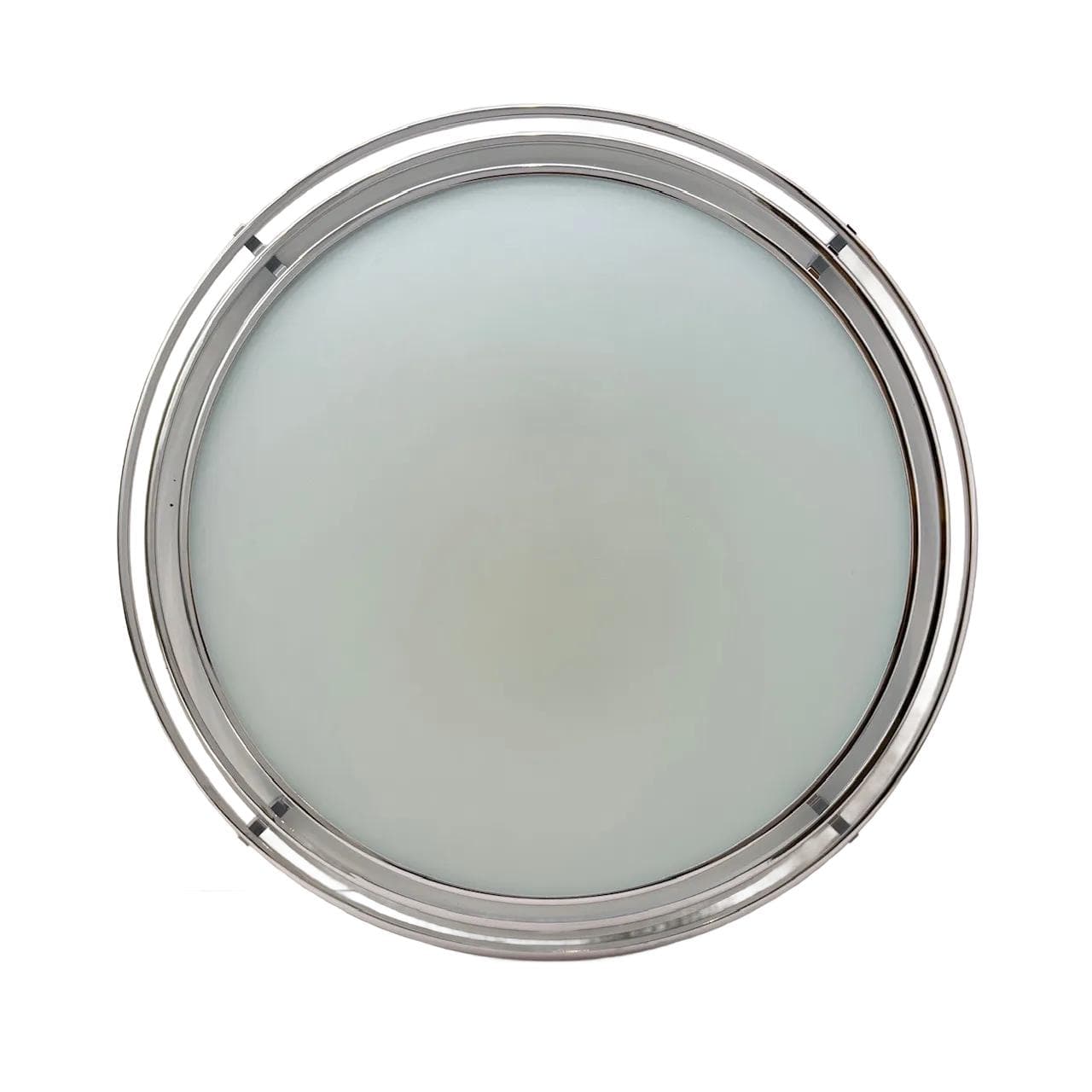 White Chrome Glass Ceiling Lamp, Estiluz, Spain, 1990s