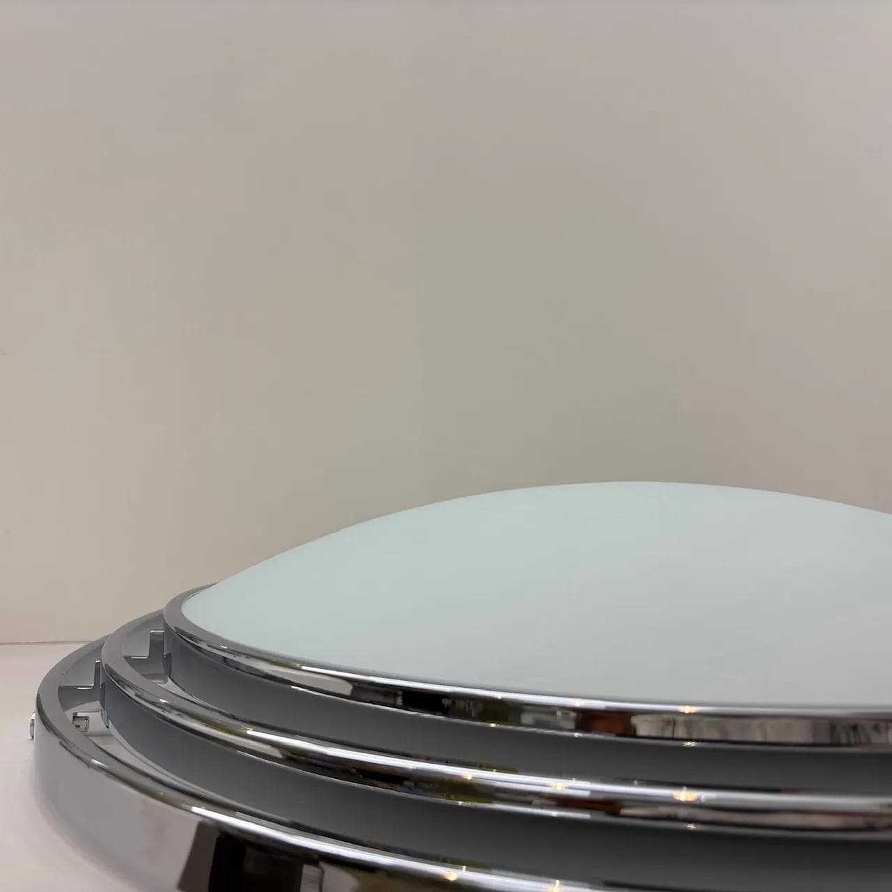 White Chrome Glass Ceiling Lamp, Estiluz, Spain, 1990s - 36241