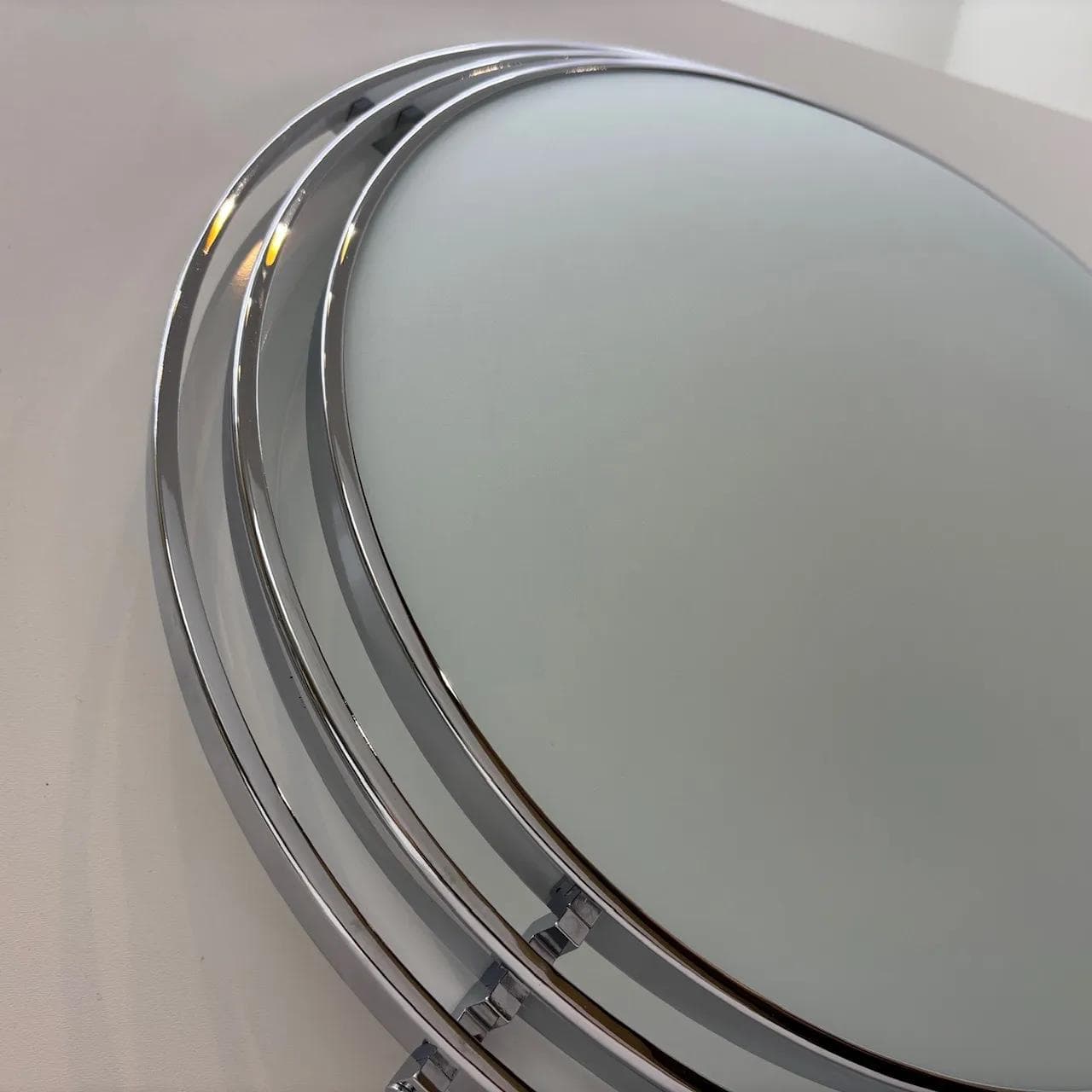 White Chrome Glass Ceiling Lamp, Estiluz, Spain, 1990s - 36242