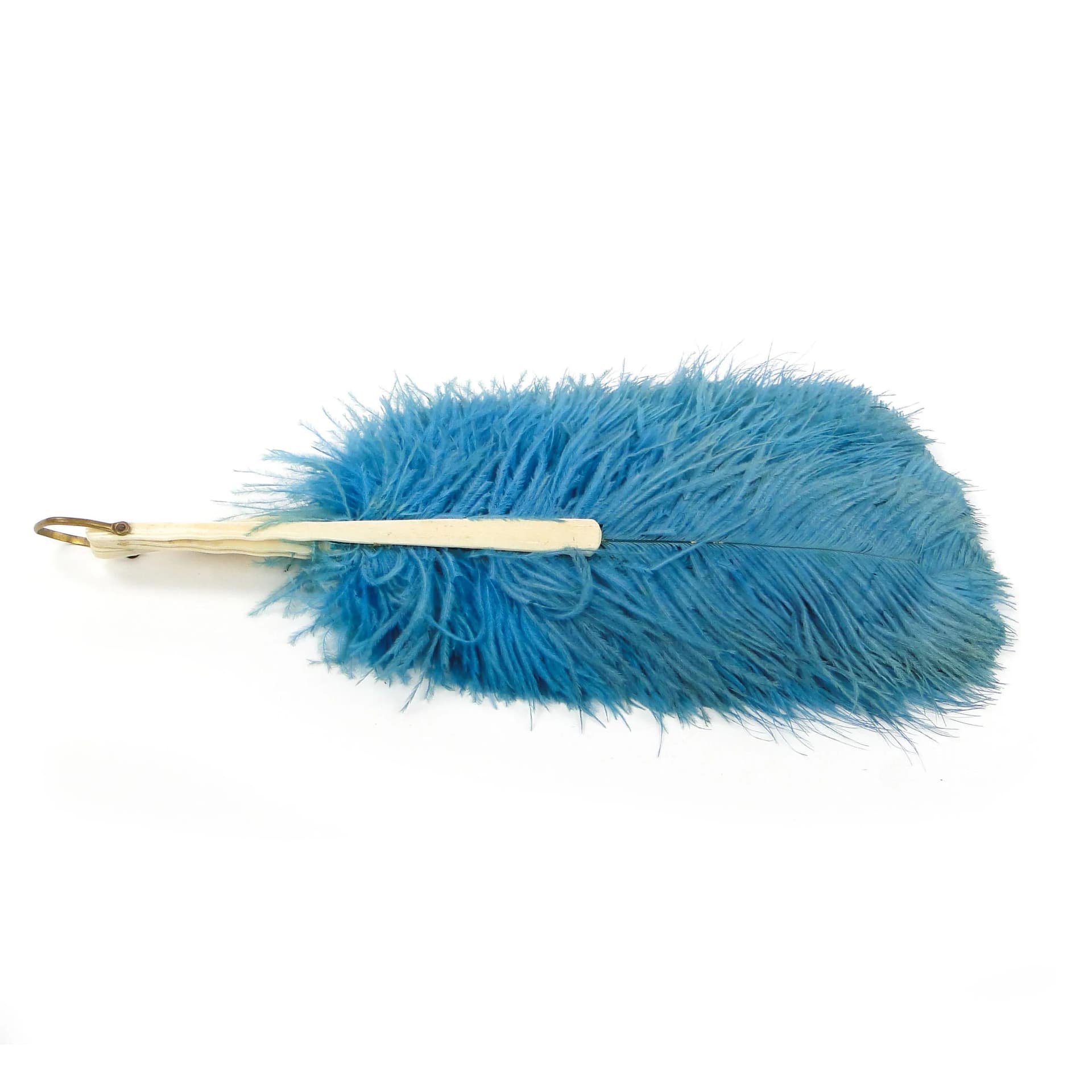 Wachlarz, strusie pióra niebieskie, kość słoniowa, Austro-Węgry, XIX wiek - 36312