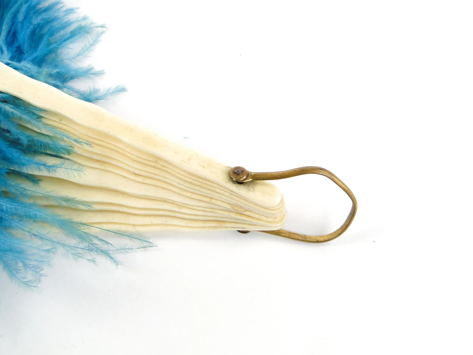 Wachlarz, strusie pióra niebieskie, kość słoniowa, Austro-Węgry, XIX wiek - 36313