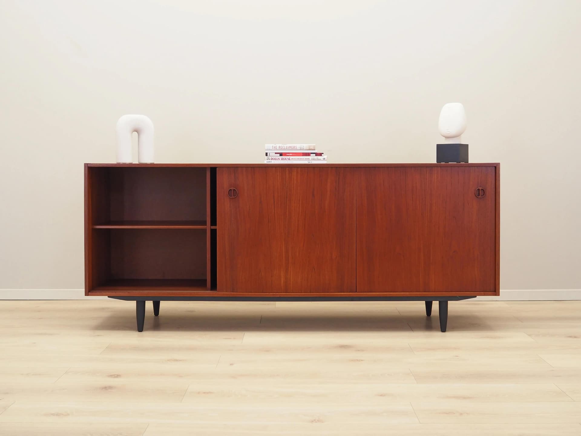 Sideboard, orange teak, Denmark, 1970s - 36395