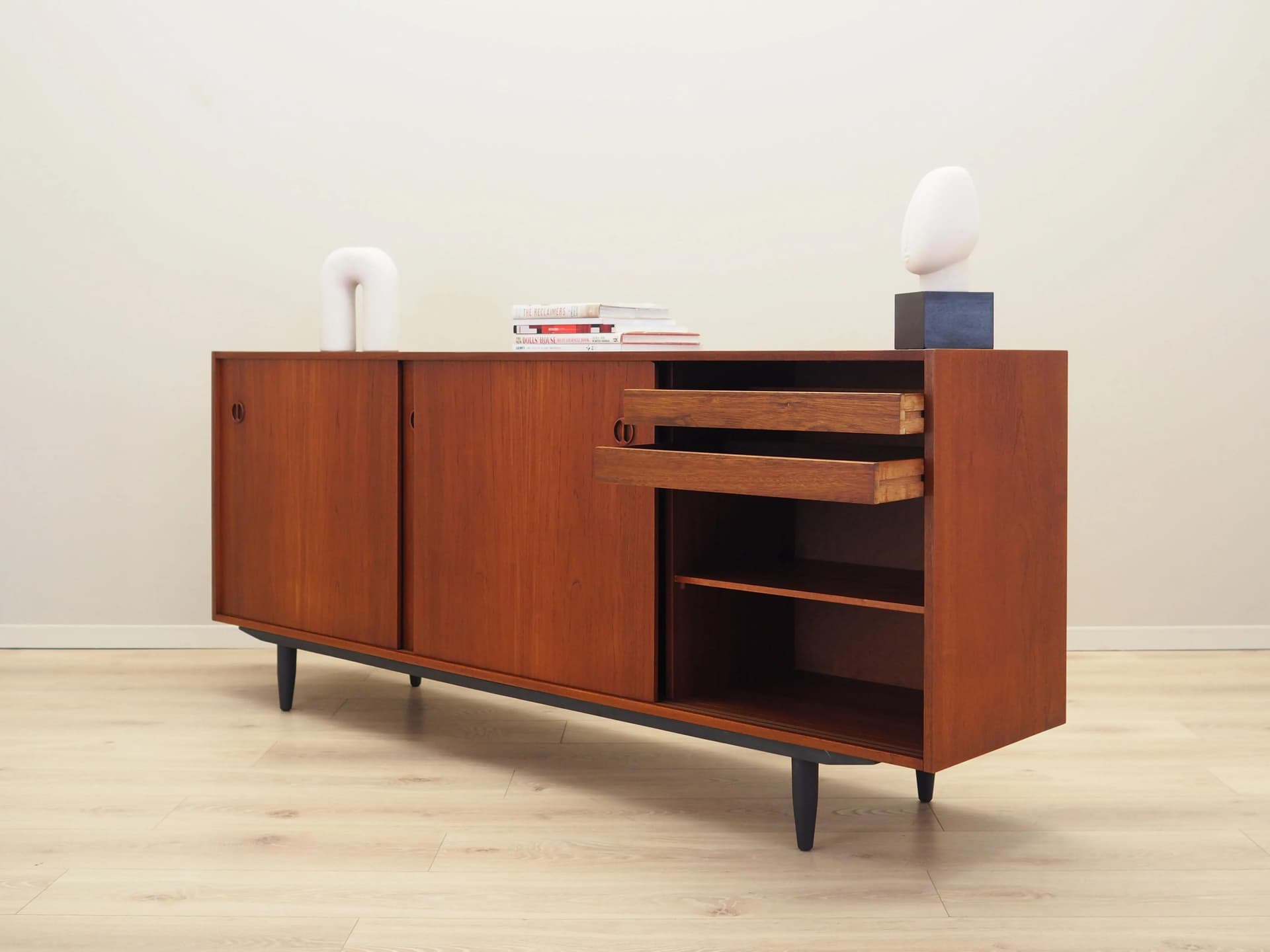 Sideboard, orange teak, Denmark, 1970s - 36397