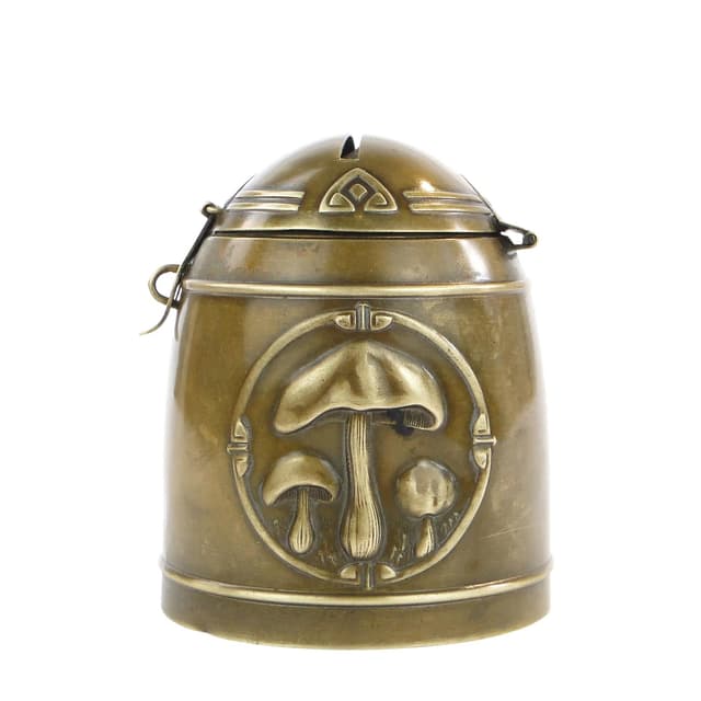 Skarbonka secesyjna, brązowy ciemny, mosiądz, Austria, początek XX w. - WYMIARY