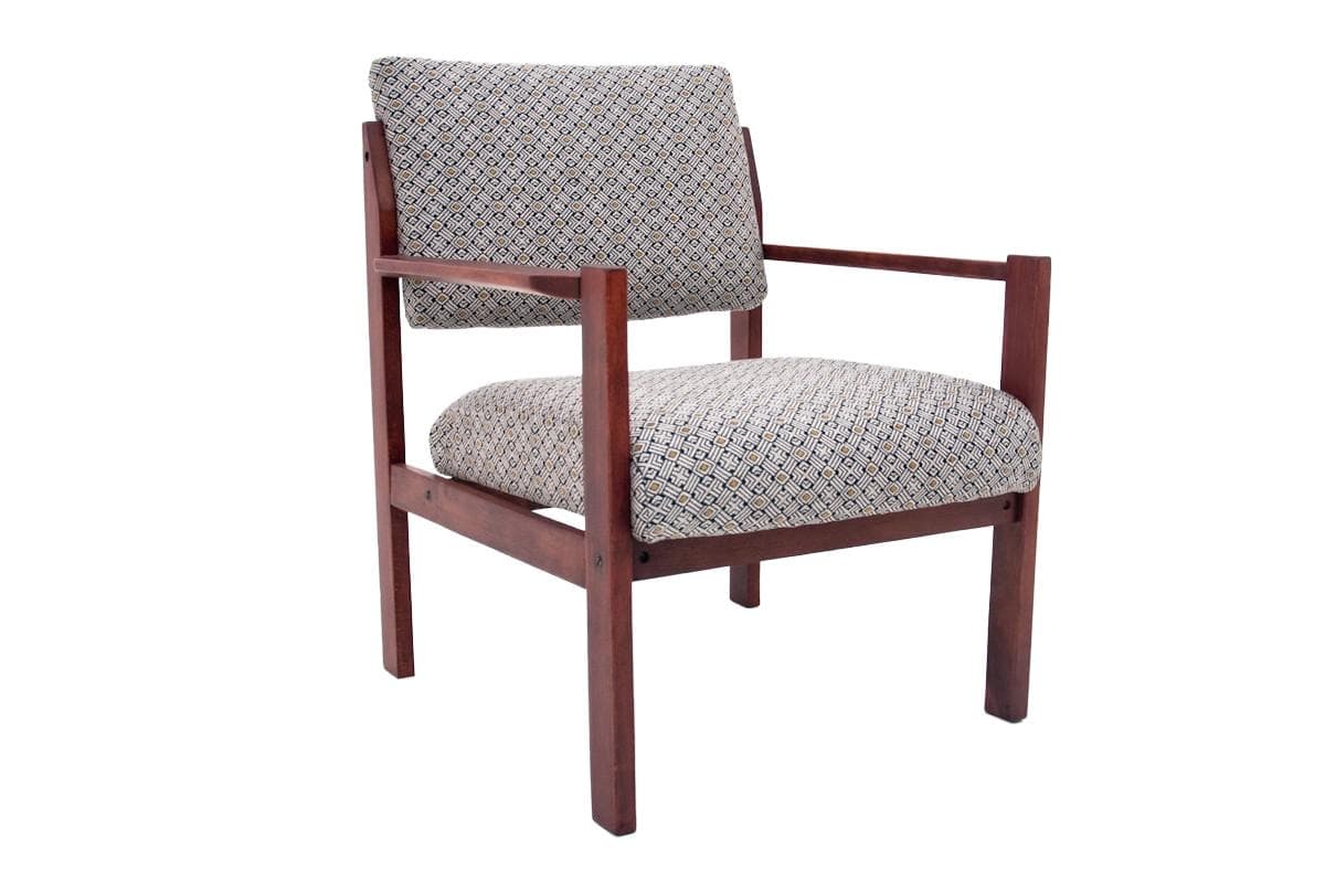 Brązowy fotel minimalistyczny, Polska, lata 60.