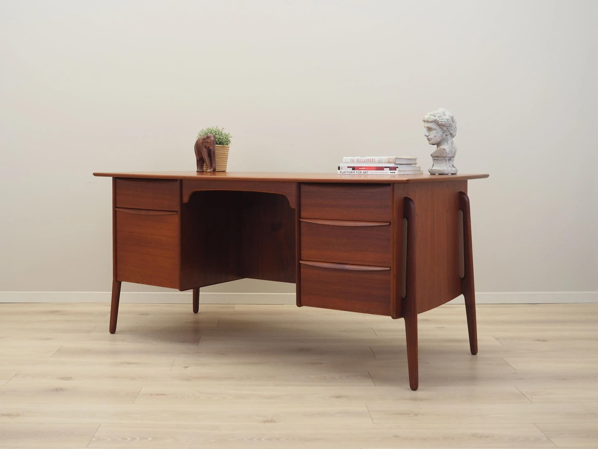 Desk, brown teak, by S. A. Madsen, Denmark, 1960s. - 36628