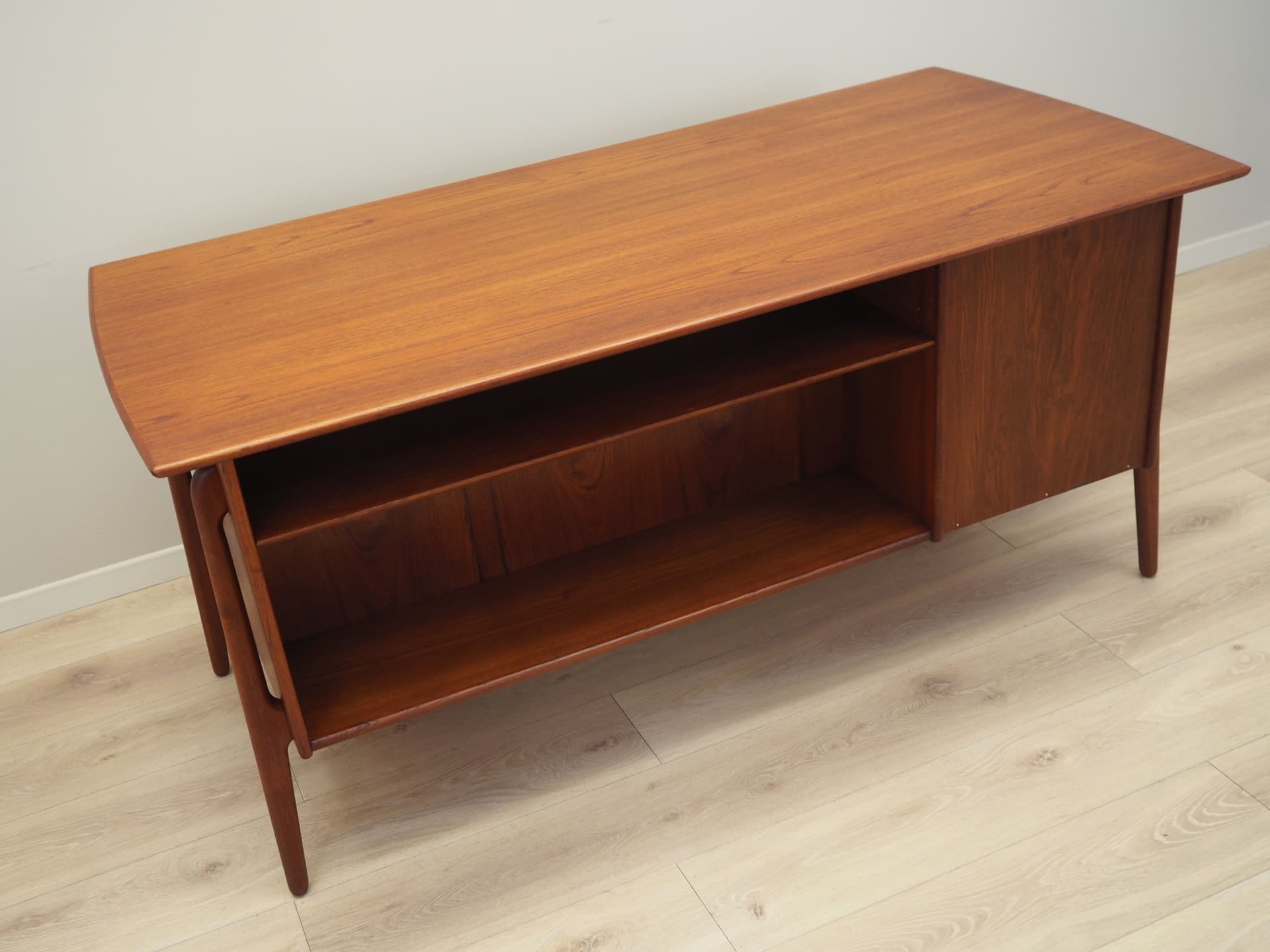 Desk, brown teak, by S. A. Madsen, Denmark, 1960s. - 57792