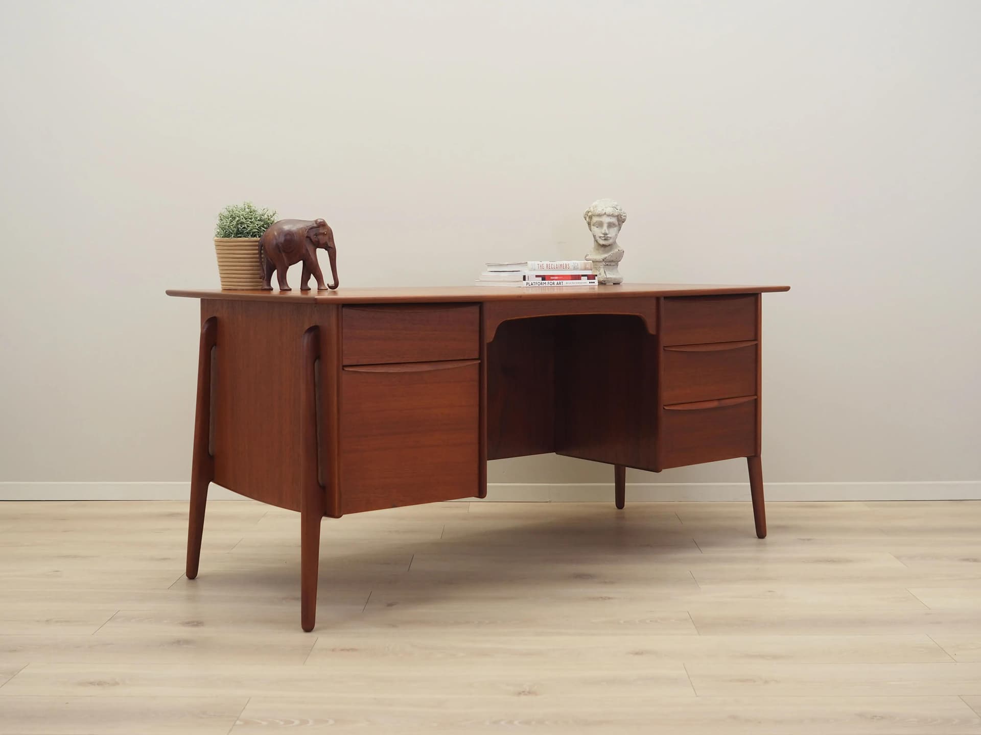 Desk, brown teak, by S. A. Madsen, Denmark, 1960s. - 36630