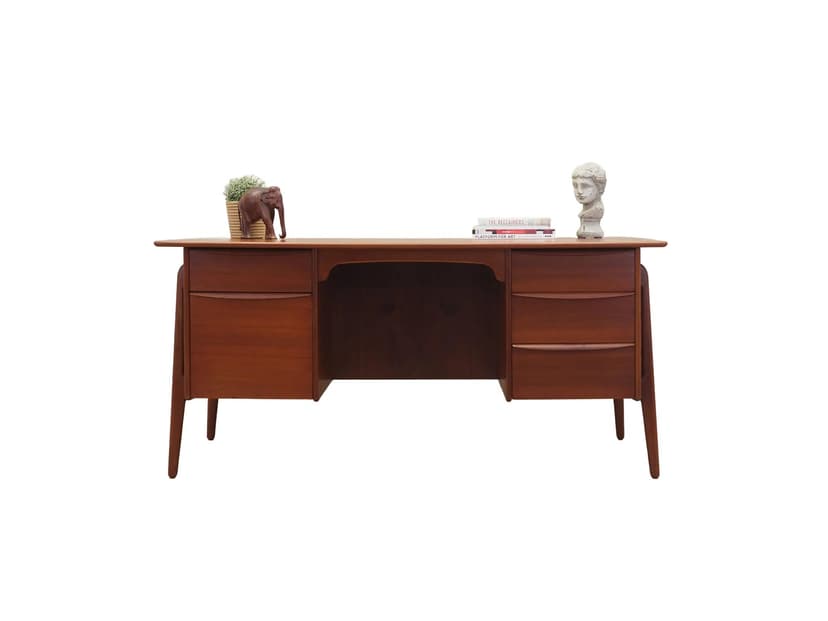 Desk, brown teak, by S. A. Madsen, Denmark, 1960s.