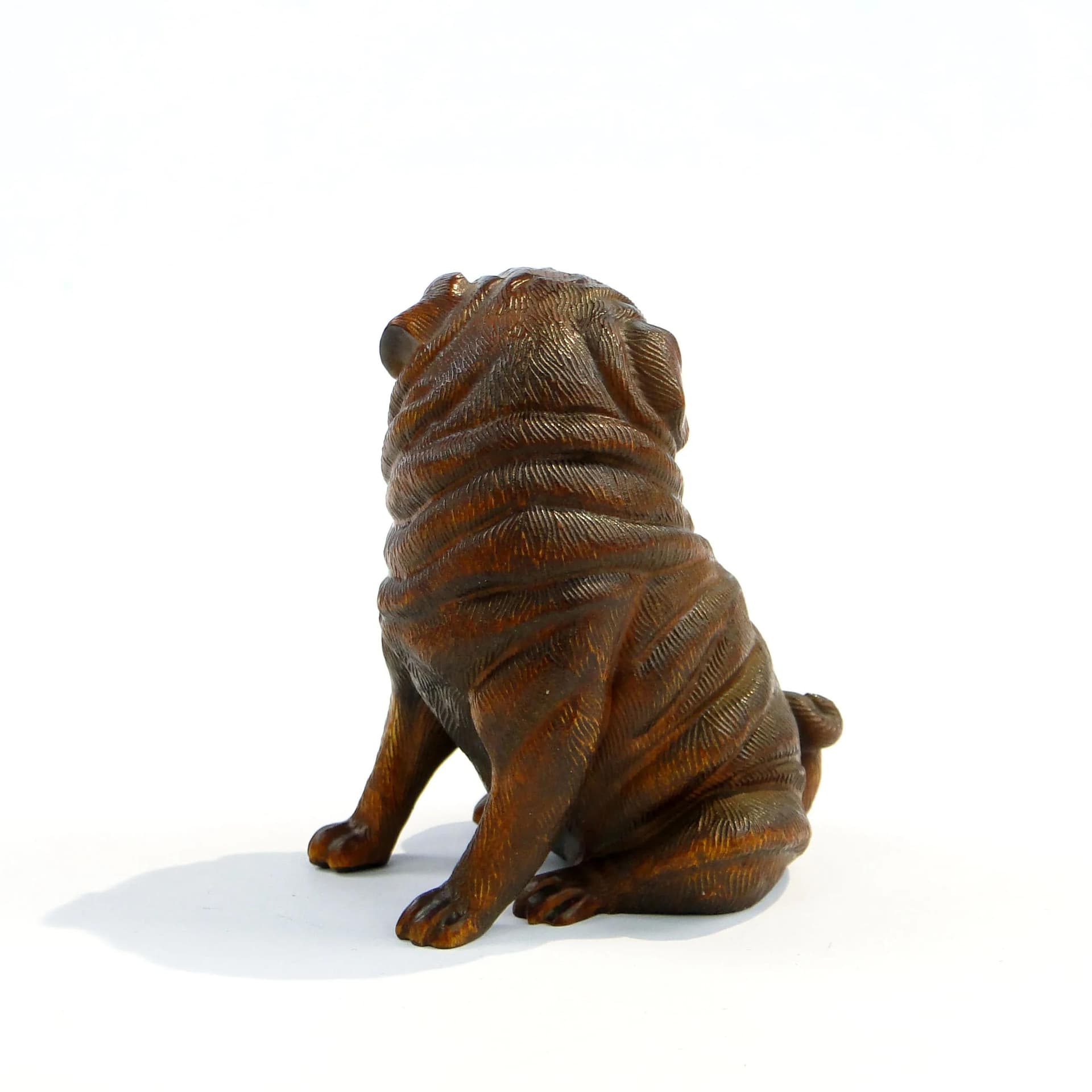 Rzeźba kameralna szczeniaka, bukszpan japoński ciemnobrązowy, Japonia, początek XX w. - 36491