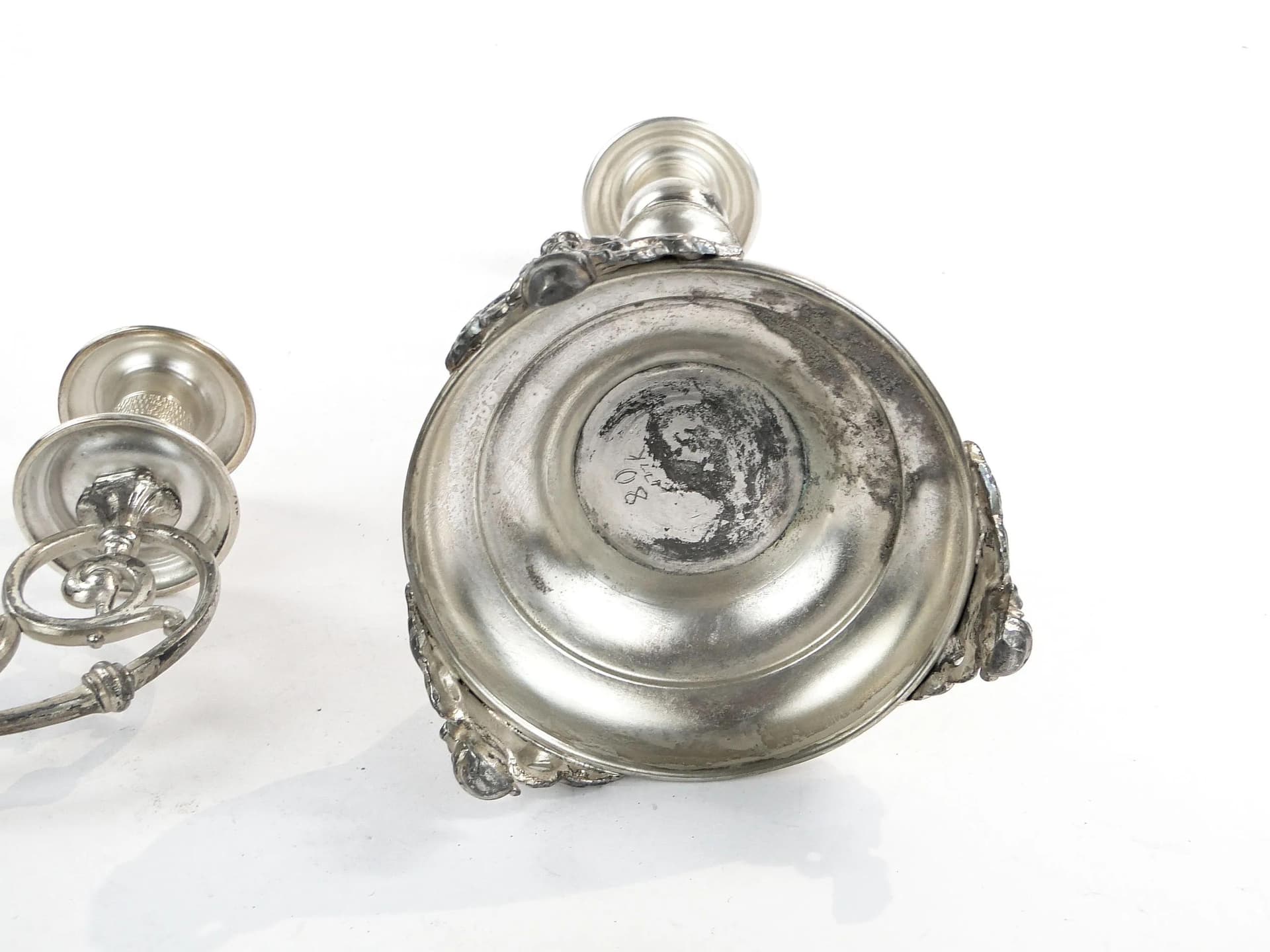 Kandelabr klasycystyczny, srebrny metal, WMF, Niemcy, XIX w. - 36486