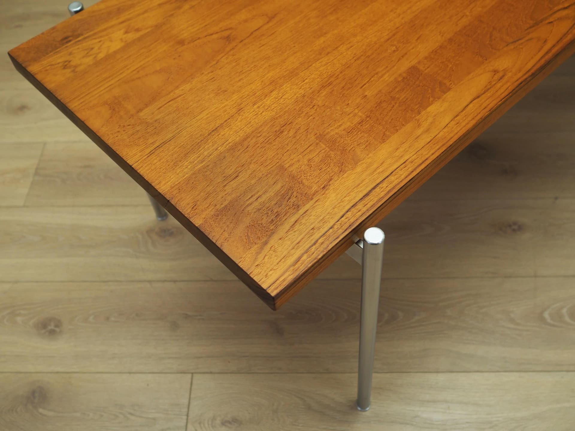 Coffee table, brown teak, metal, Fritz Hansen, Denmark, 1970s. - 36614