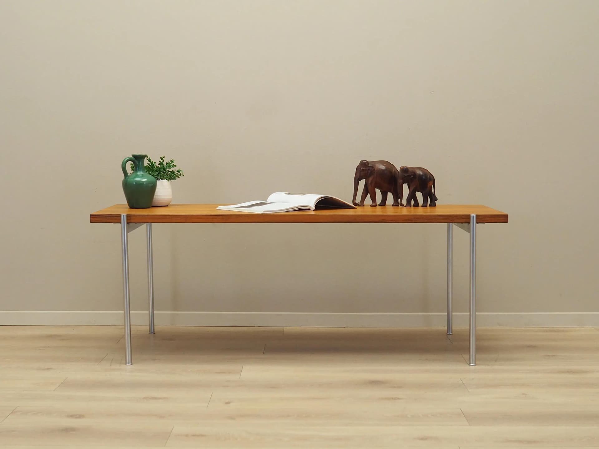 Coffee table, brown teak, metal, Fritz Hansen, Denmark, 1970s. - 36609
