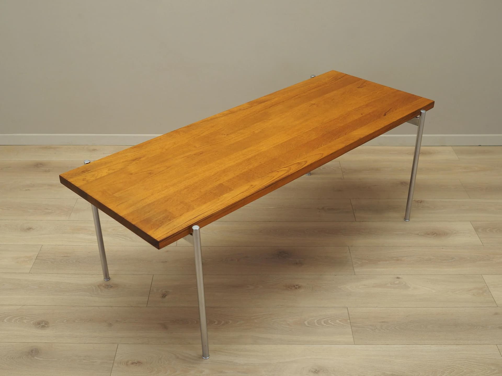 Coffee table, brown teak, metal, Fritz Hansen, Denmark, 1970s. - 36612