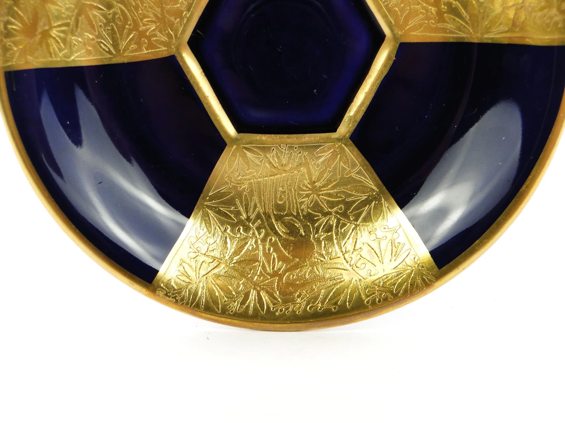 Filiżanka do mokki Art deco, porcelana granatowa złocona, Schlaggenwald, Czechosłowacja, lata 20. - 36470