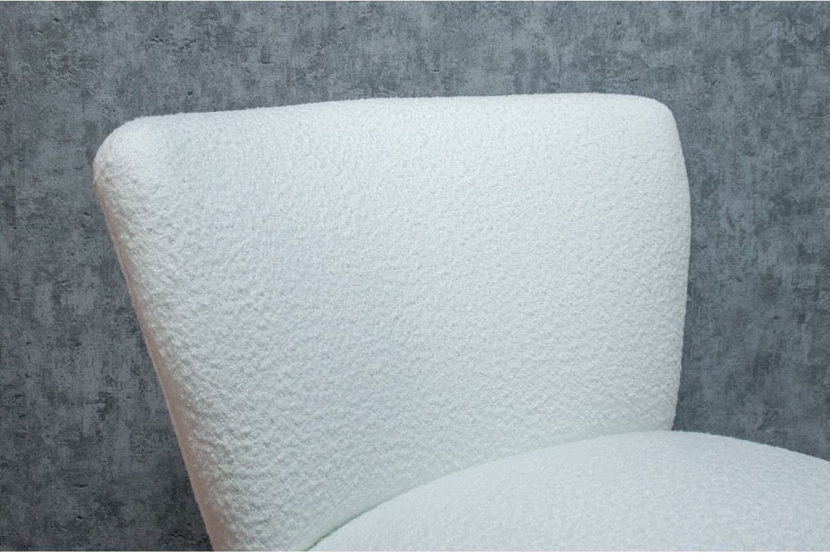 Ivory White Bouclé Cocktail Chair, Mid-century Modern Style, 1950s - 46188
