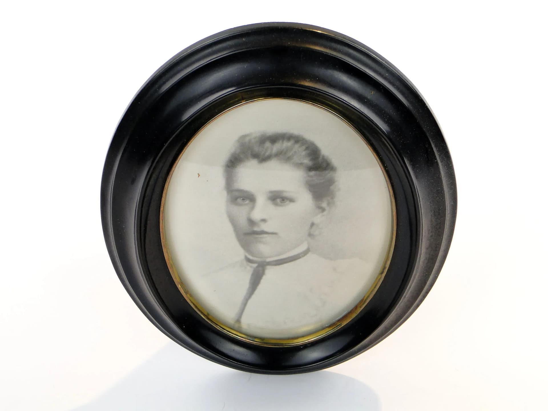 Photo frame, black ebonite, brass, Sweden, 1930s - 36463