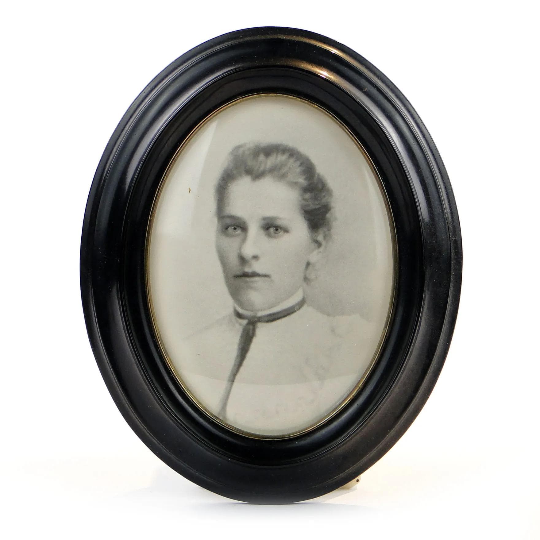 Photo frame, black ebonite, brass, Sweden, 1930s - 36461