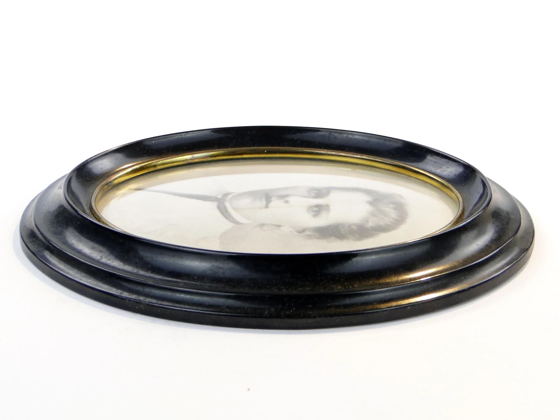 Photo frame, black ebonite, brass, Sweden, 1930s - 36465