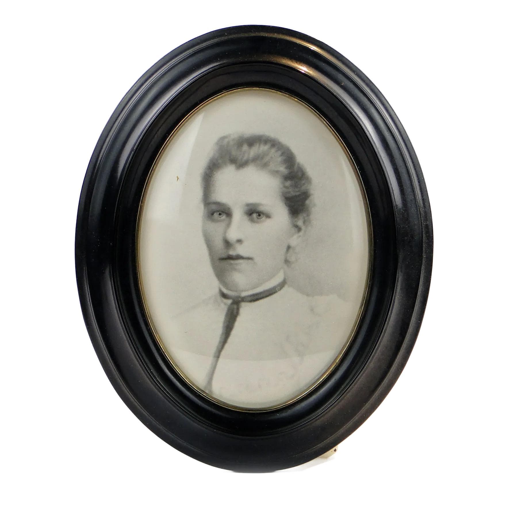 Photo frame, black ebonite, brass, Sweden, 1930s