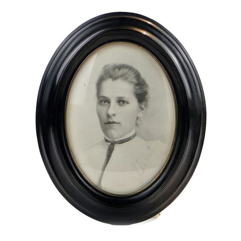 Photo frame, black ebonite, brass, Sweden, 1930s