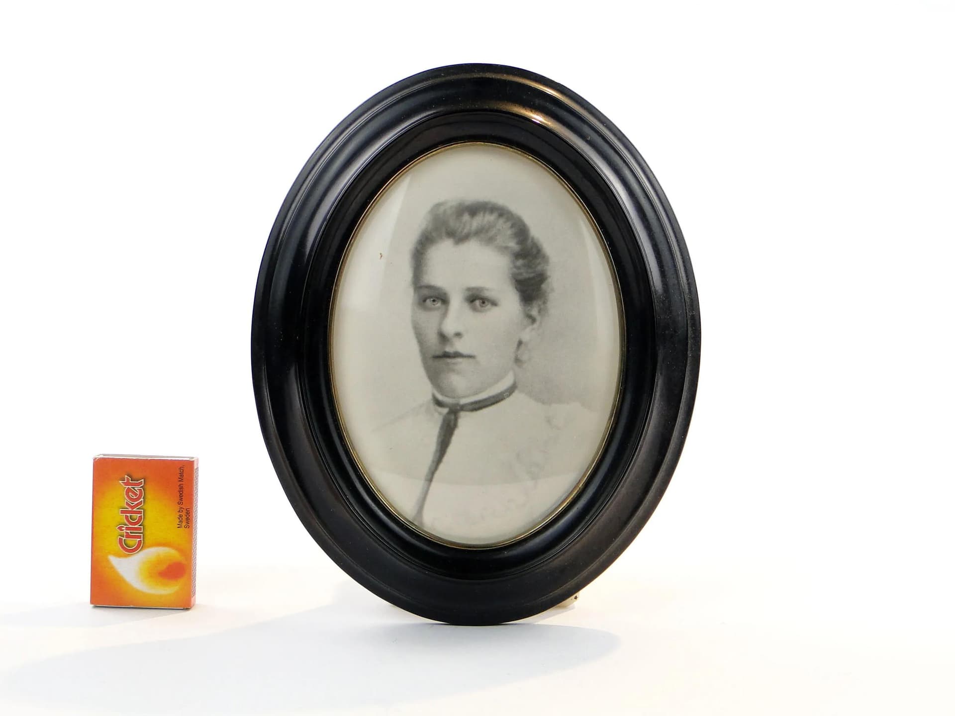 Photo frame, black ebonite, brass, Sweden, 1930s - 36460