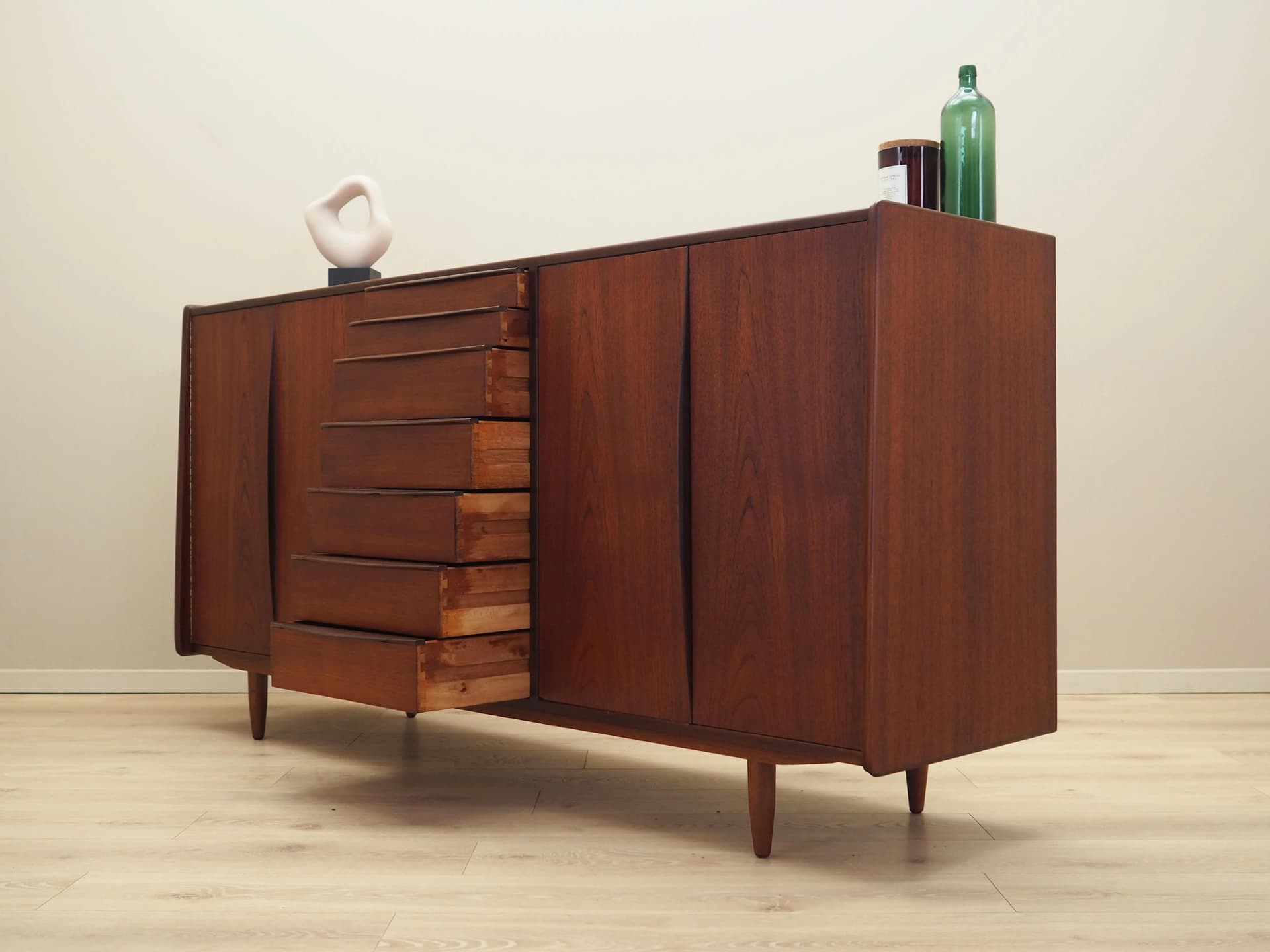 Sideboard, orange teak, Denmark, 1970s - 36580