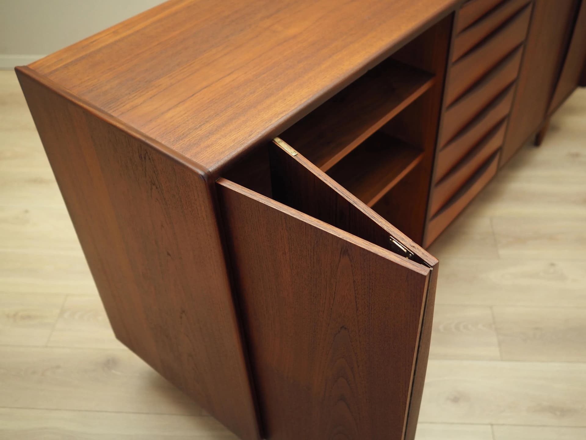Sideboard, orange teak, Denmark, 1970s - 36585