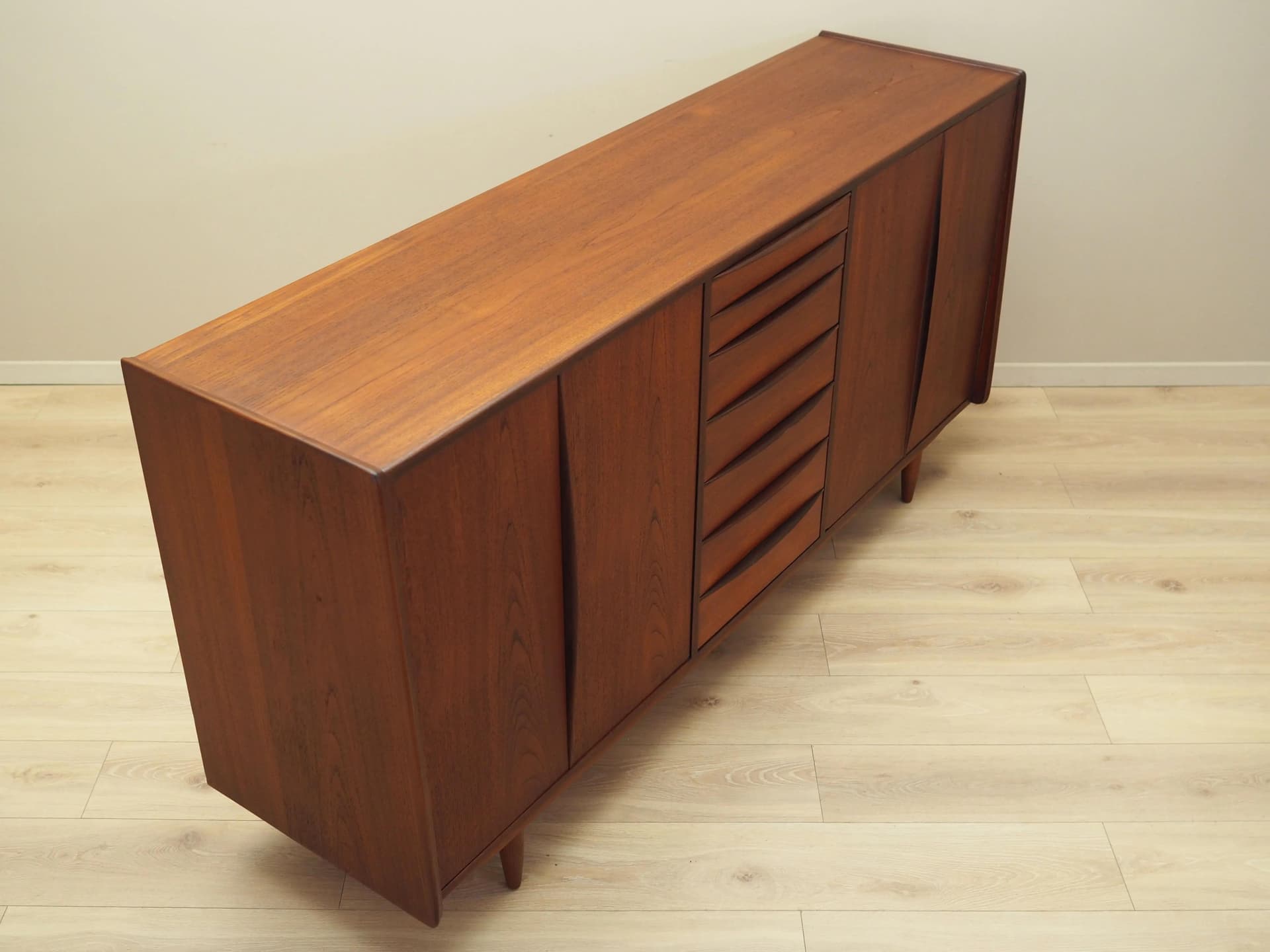 Sideboard, orange teak, Denmark, 1970s - 36582