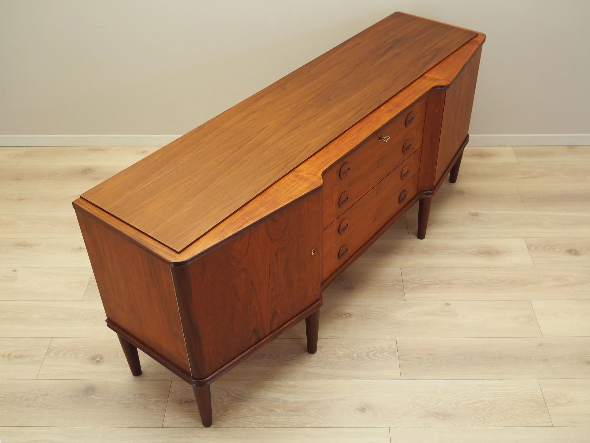 Sideboard, teak orange, Denmark, 1960s - 36566
