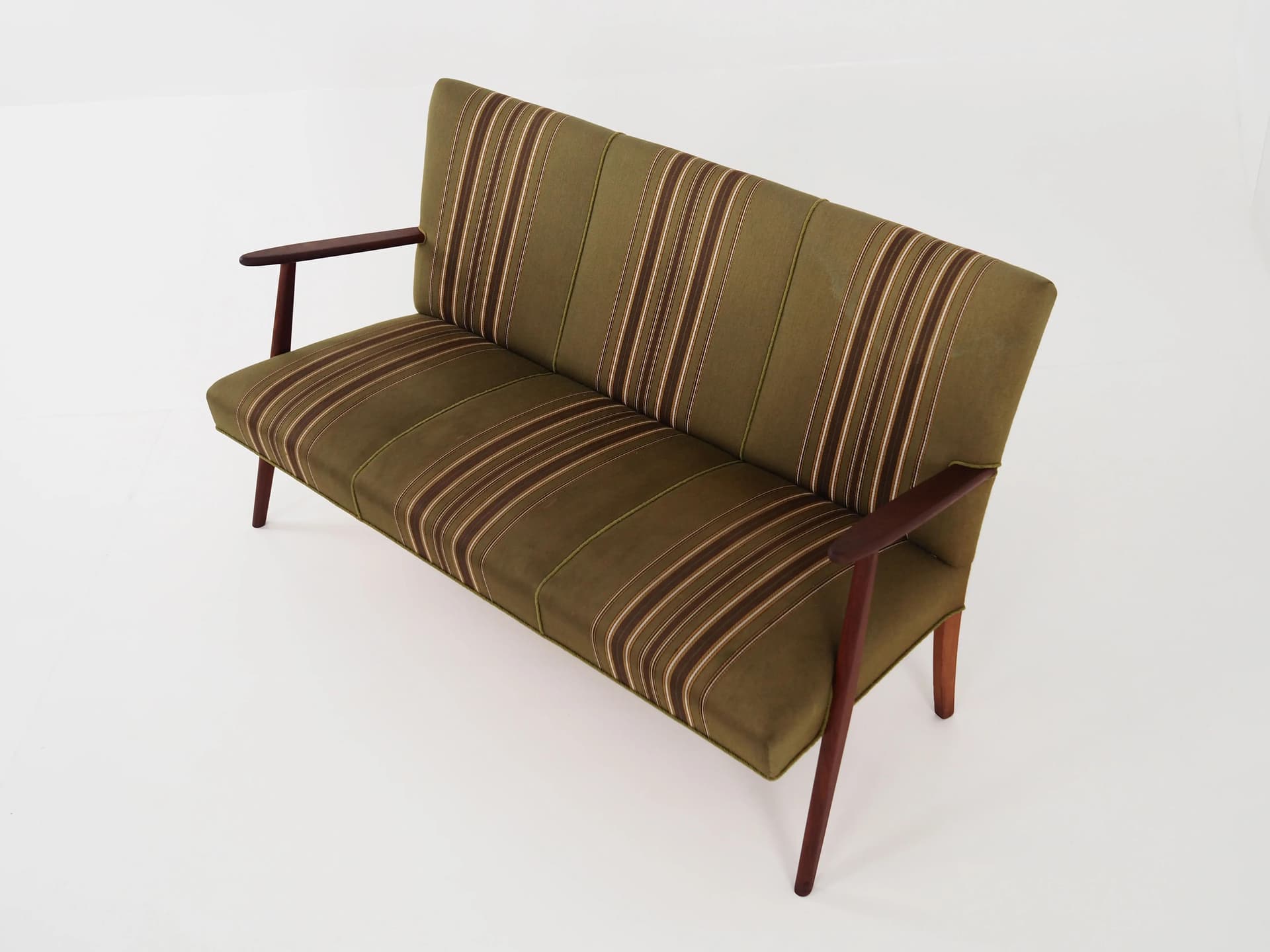 Sofa, oliwkowa, teak, Dania, lata 60. - 36554