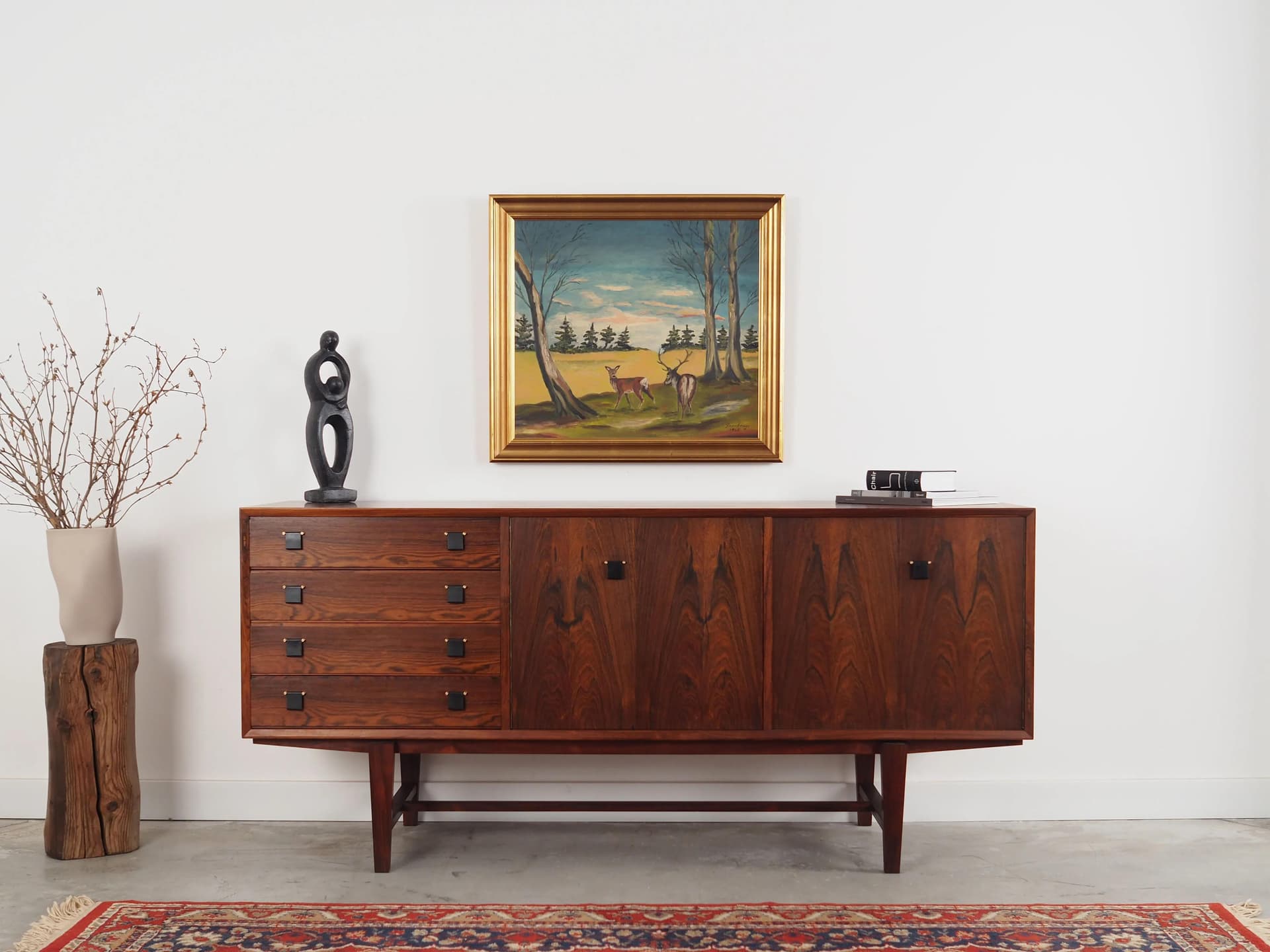 Obraz Para jeleni, skandynawski design, multikolor, olej na płótnie, lata 60. - 36542