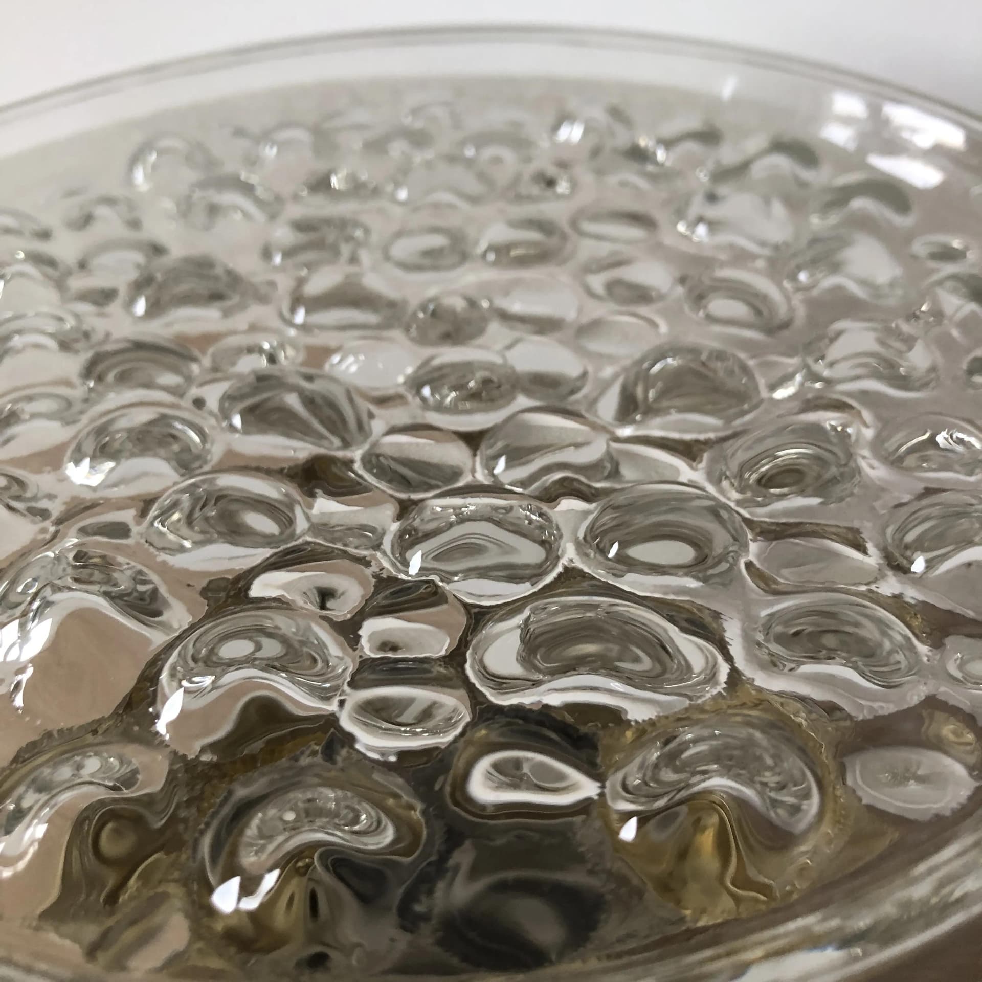 Plafon, szkło białe, aluminium złocone, VEB Gorlitz, Niemcy, lata 80. - 36645