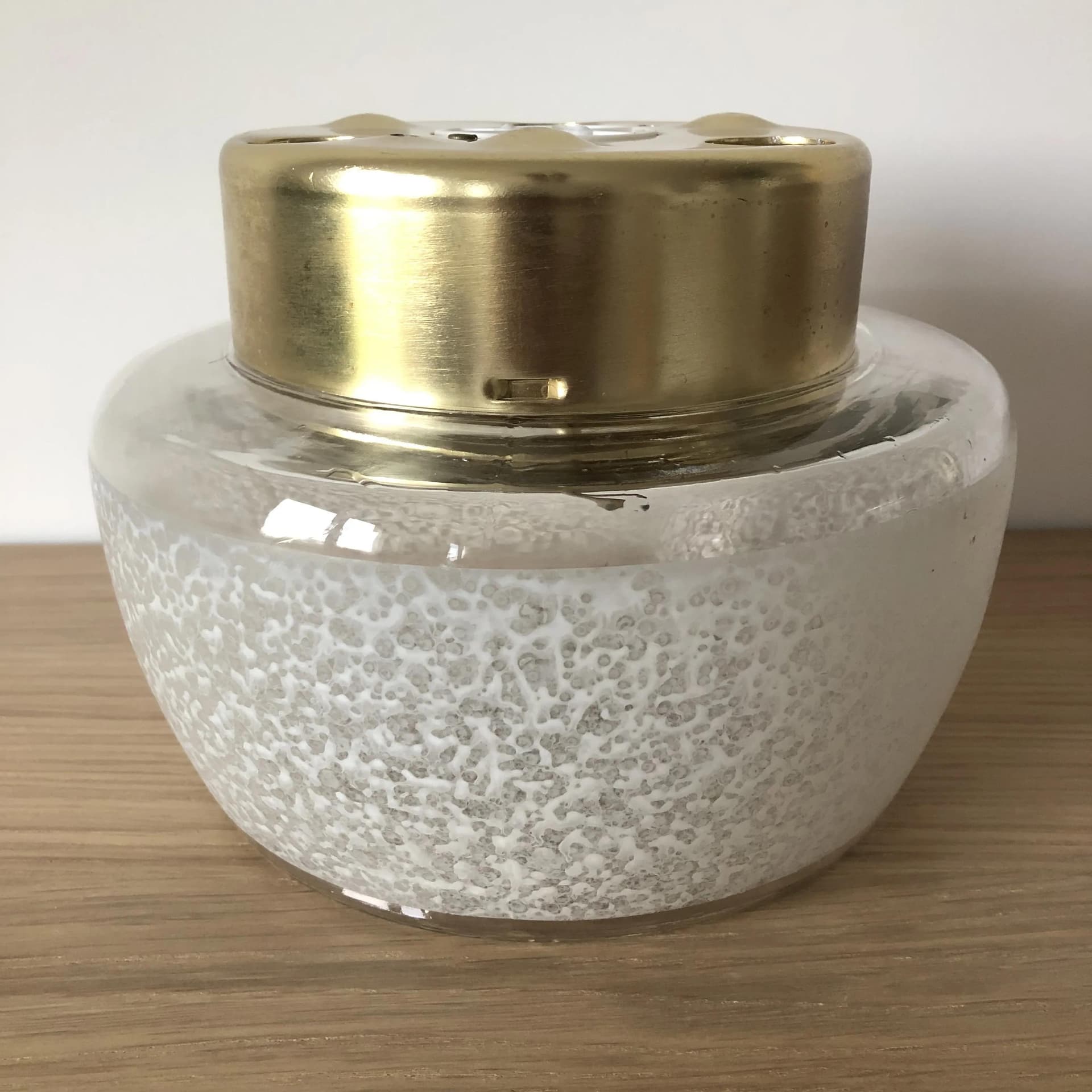 Plafon, szkło białe, aluminium złocone, VEB Gorlitz, Niemcy, lata 80. - 36646