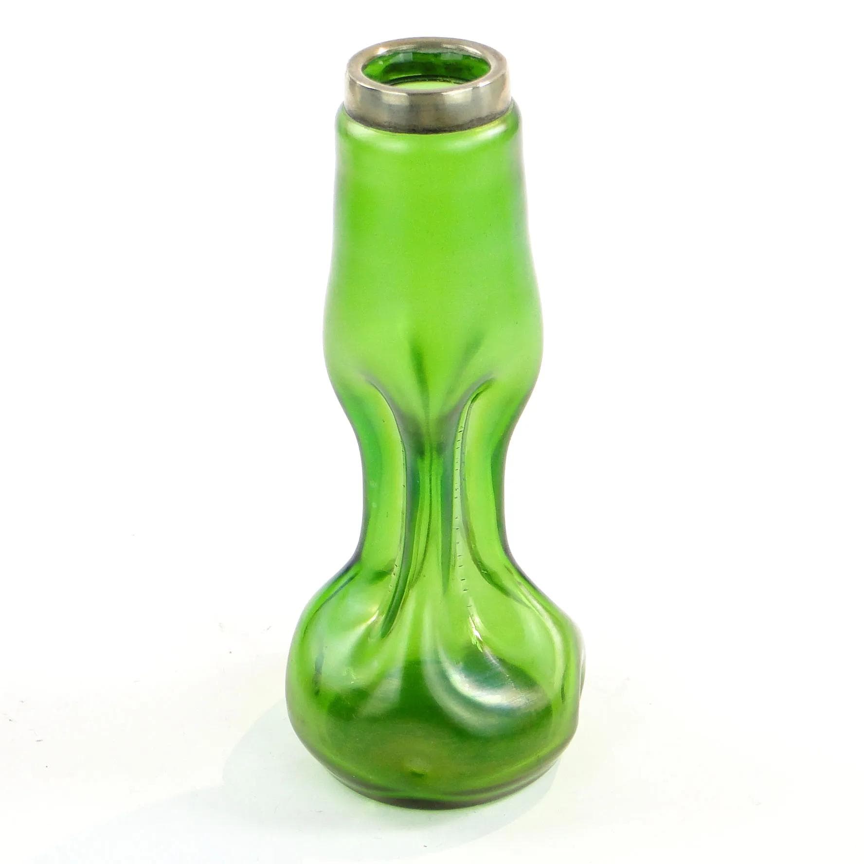 Art Nouveau vase, green, iridescent opalescent glass, Czech Republic, 19th c. - 36693