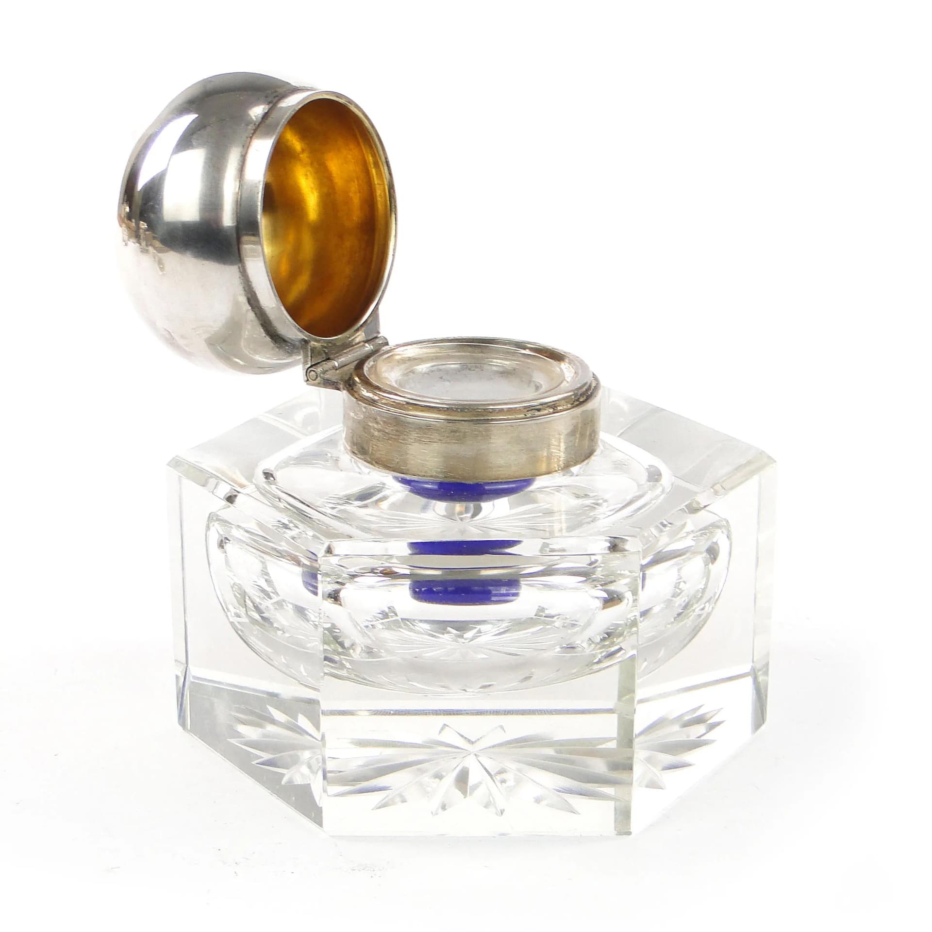 Crystal inkwell, silver, Germany, 19th c. - 36688