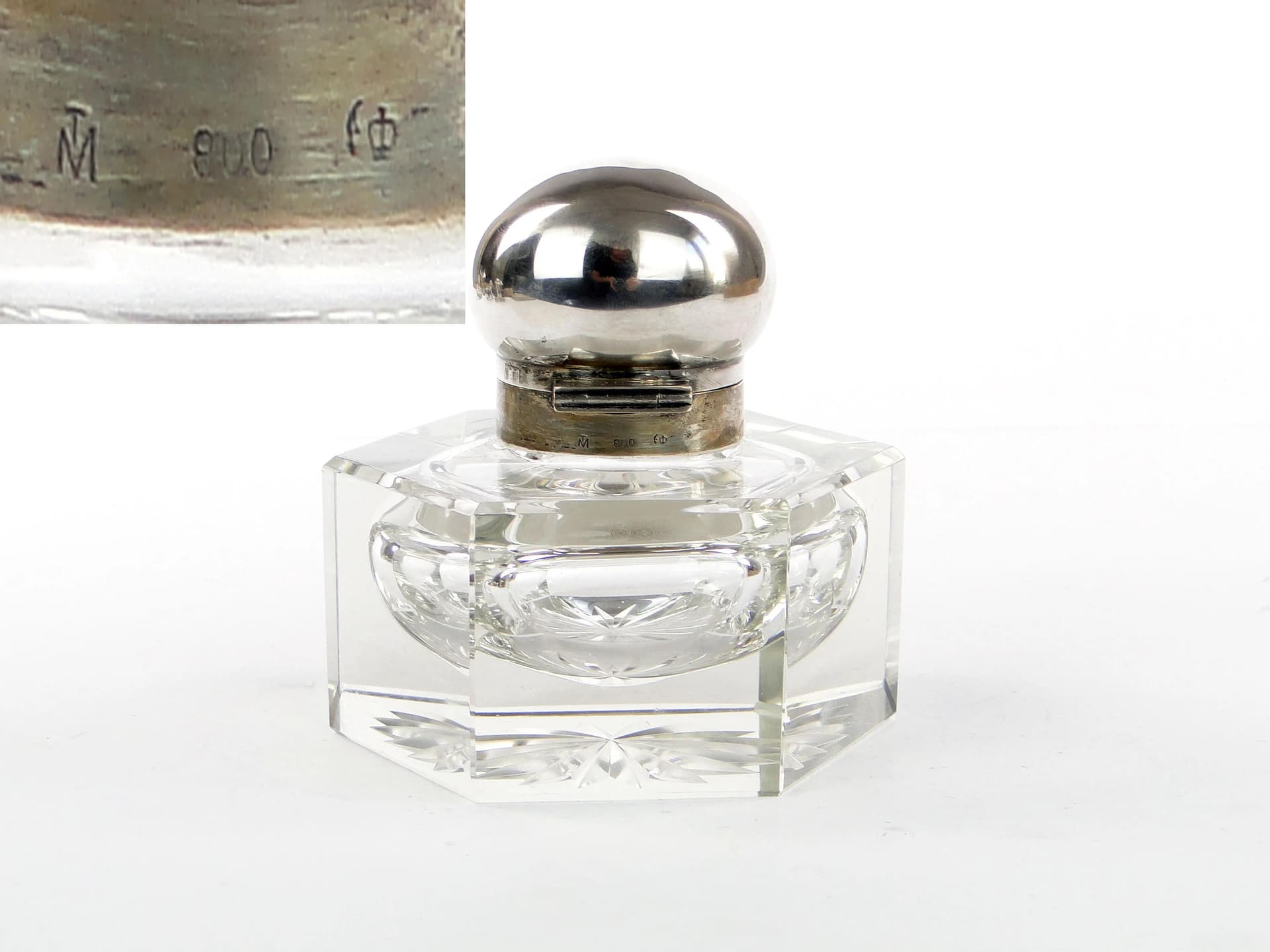 Crystal inkwell, silver, Germany, 19th c. - 36684