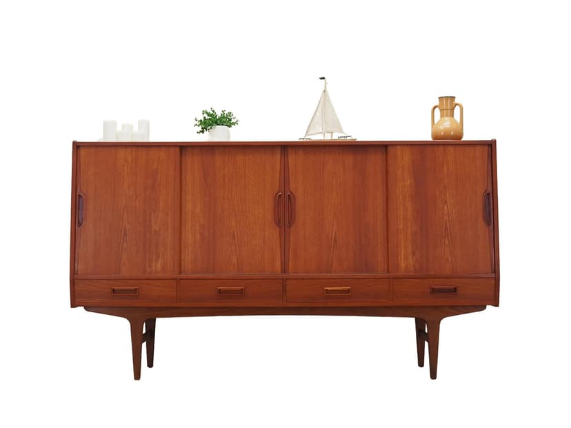 Highboard, brown teak, by B. Seindal, Denmark, 1960s.