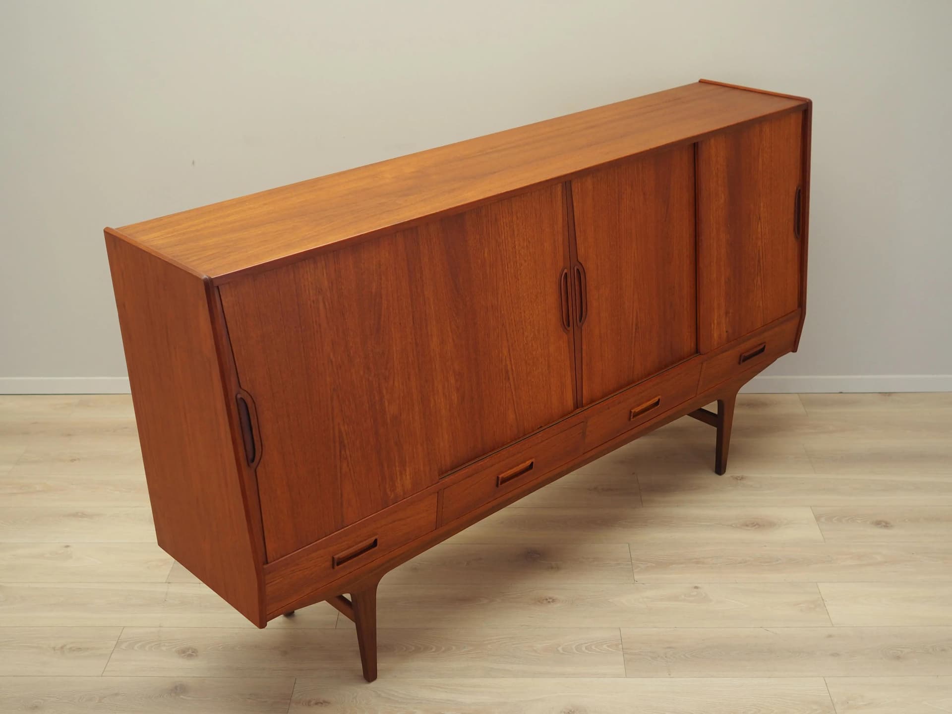 Highboard, teak brązowy, proj. B. Seindal, Dania, lata 60. - 36752