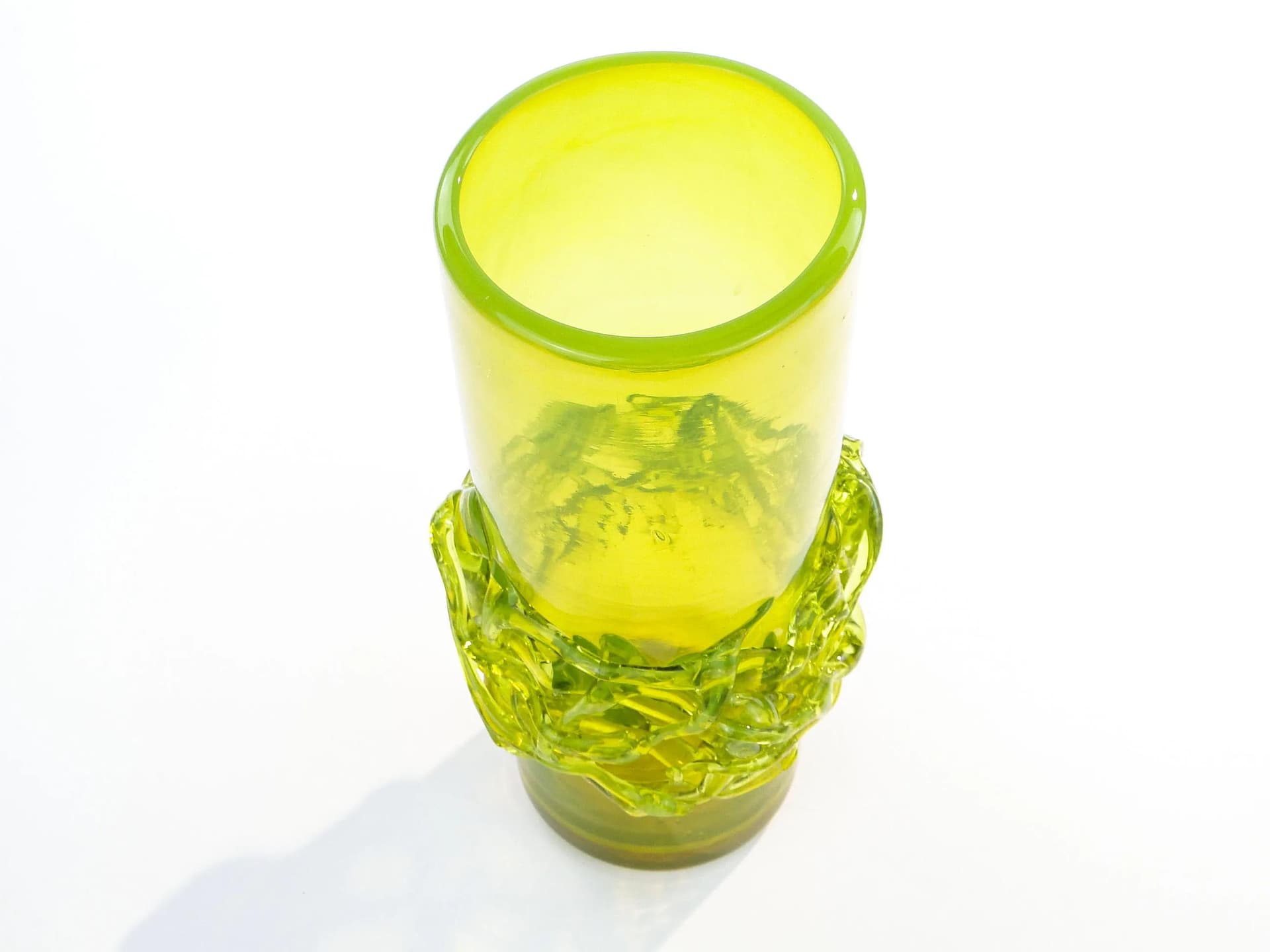 Vase, lime green, glass, by J. Słuczan-Orkusz, Poland, 1970s. - 36670