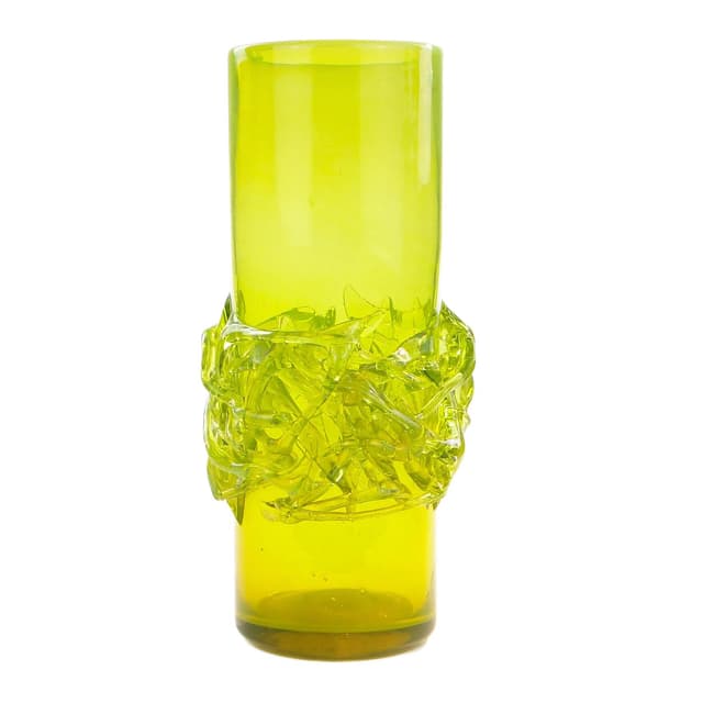 Vase, lime green, glass, by J. Słuczan-Orkusz, Poland, 1970s. - DIMENSION