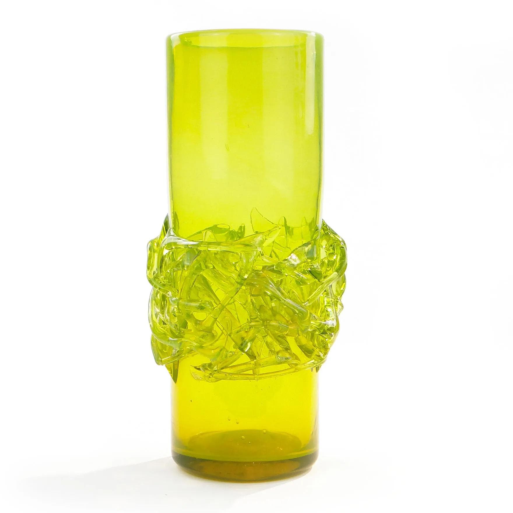 Vase, lime green, glass, by J. Słuczan-Orkusz, Poland, 1970s. - 36668