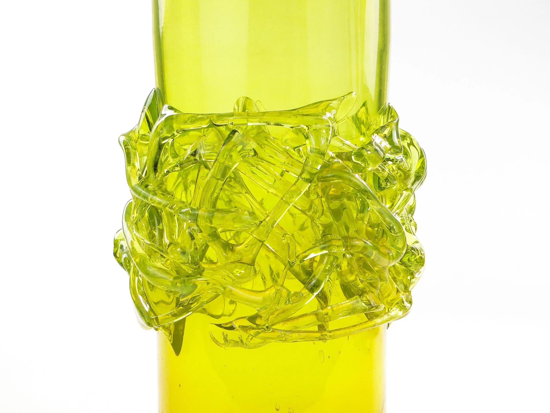 Vase, lime green, glass, by J. Słuczan-Orkusz, Poland, 1970s. - 36669