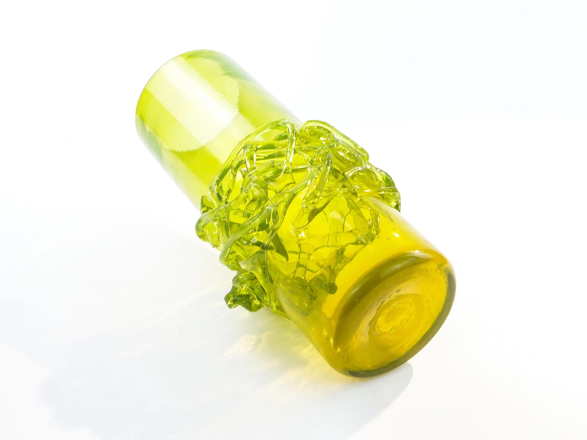 Vase, lime green, glass, by J. Słuczan-Orkusz, Poland, 1970s. - 36671