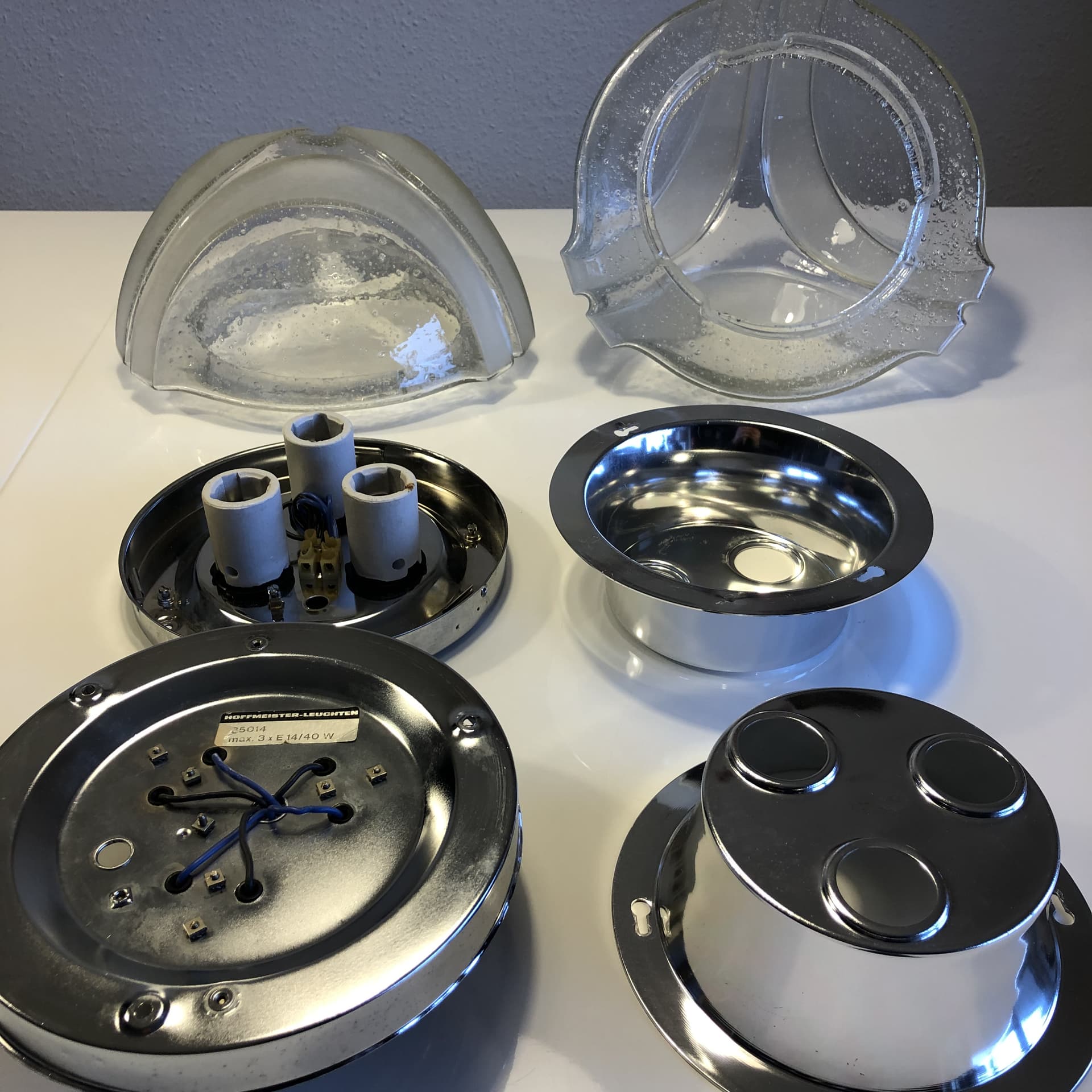 Komplet kinkietów, szkło bąbelkowe złoty, Höffmeister-Leuchten, Niemcy, lata 80. - 81962