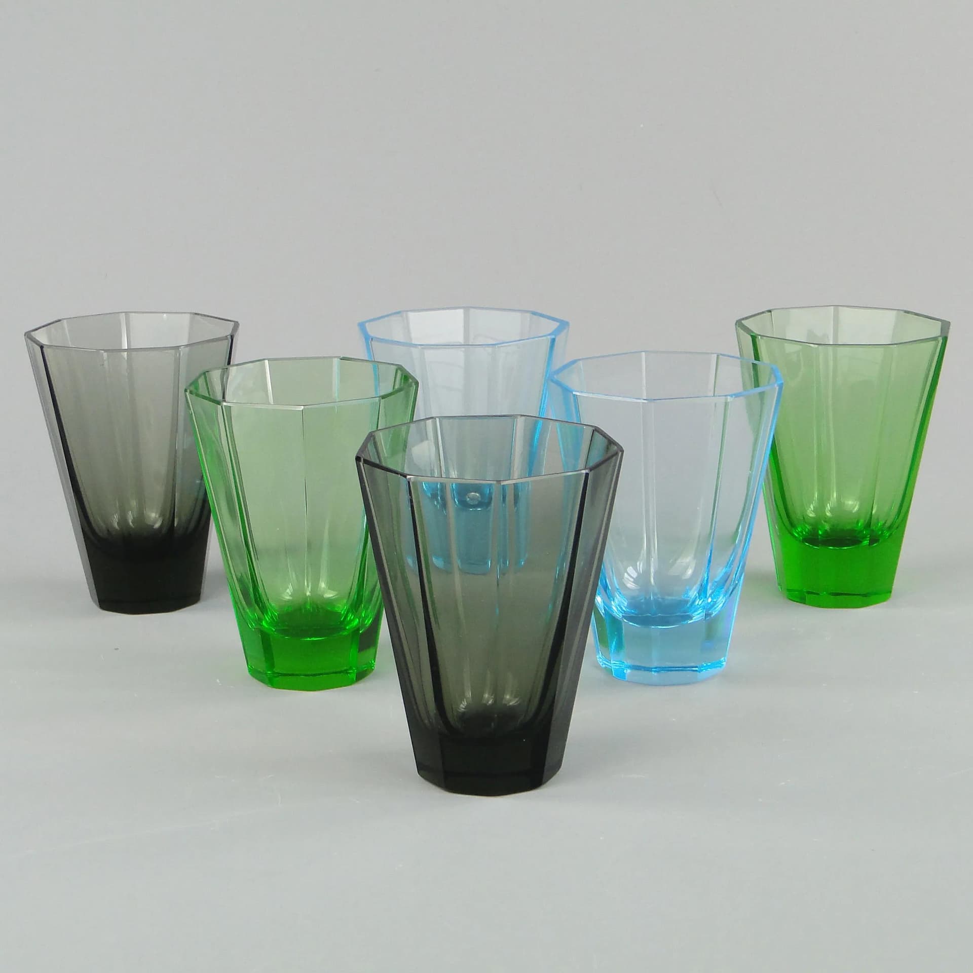 Komplet szklanek Art Deco, multikolor, kryształ, Moser, Czechy, lata 30. - 36880