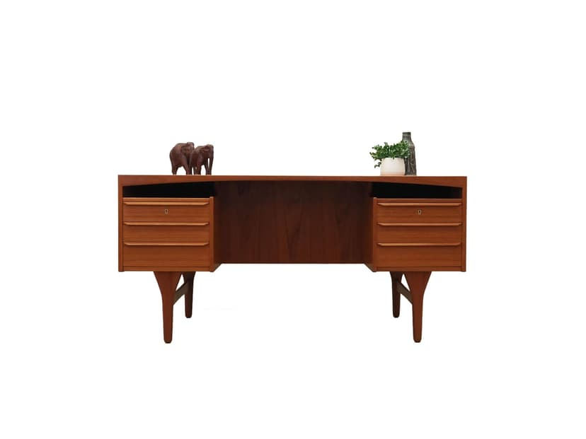 Desk, brown teak, by V. Mortensen, Denmark, 1960s.