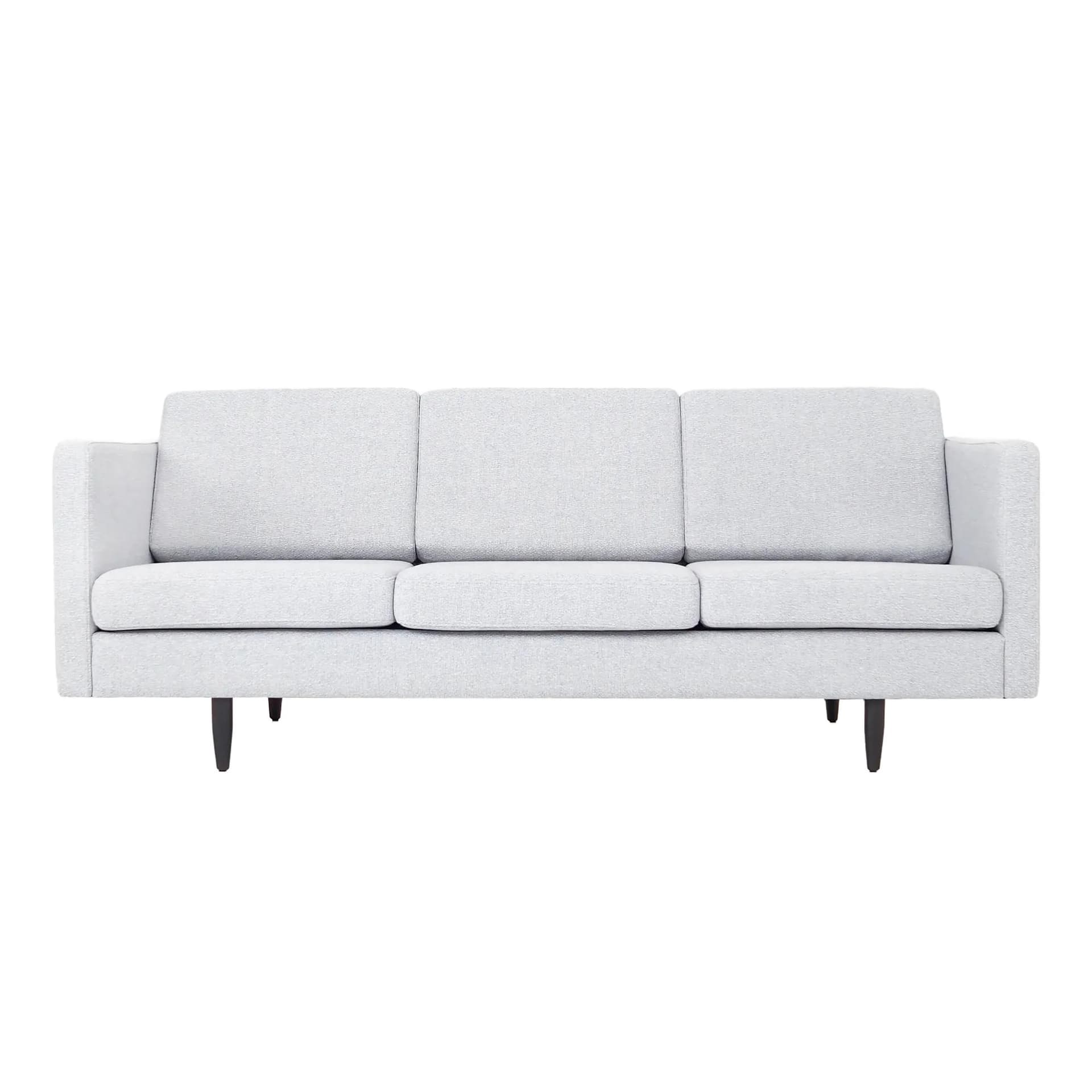 Sofa Alta, gołębi szary, tkanina, drewno, Polska, lata 90.