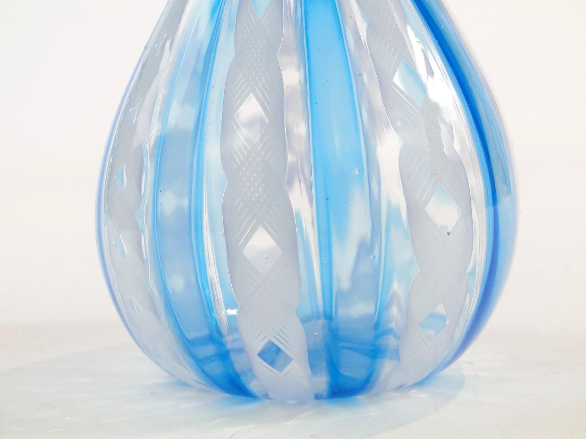 Karafka millefiori, szkło turkusowe, proj. F. Bianconi, Venini, Włochy, lata 50. - 36852